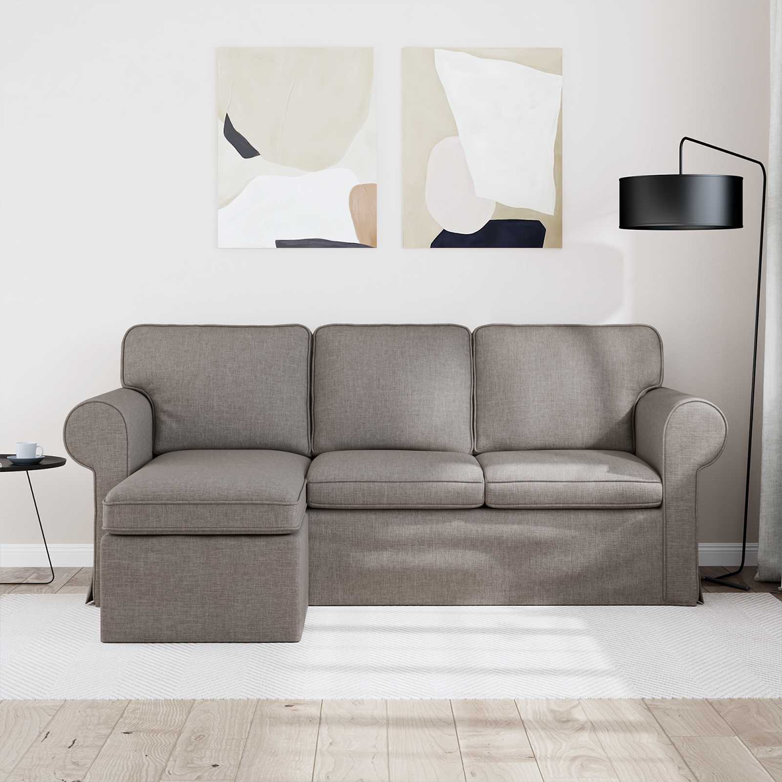 Canapé Taupe 195 x 138 x 80 cm tissu - XIOS