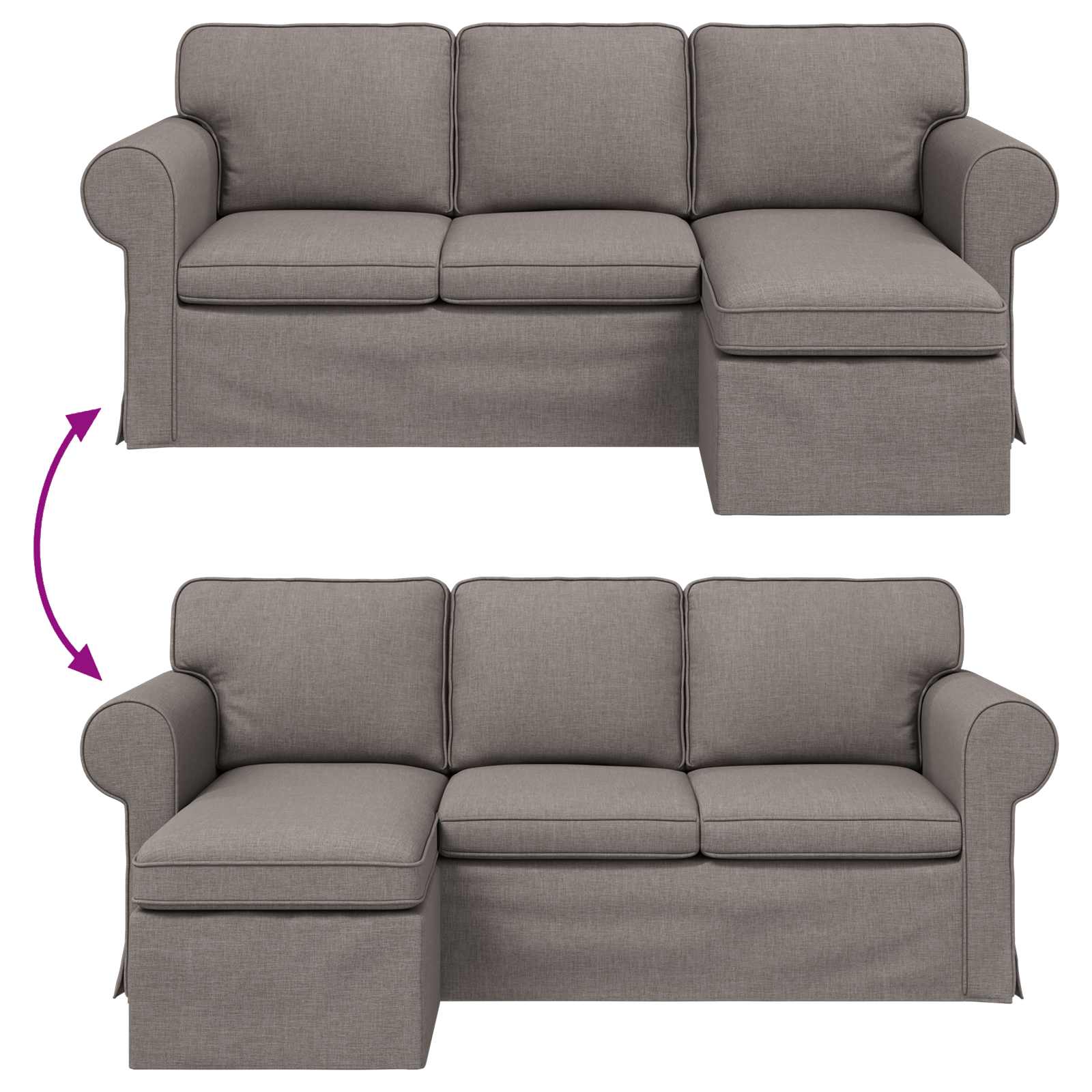Canapé Taupe 195 x 138 x 80 cm tissu - XIOS