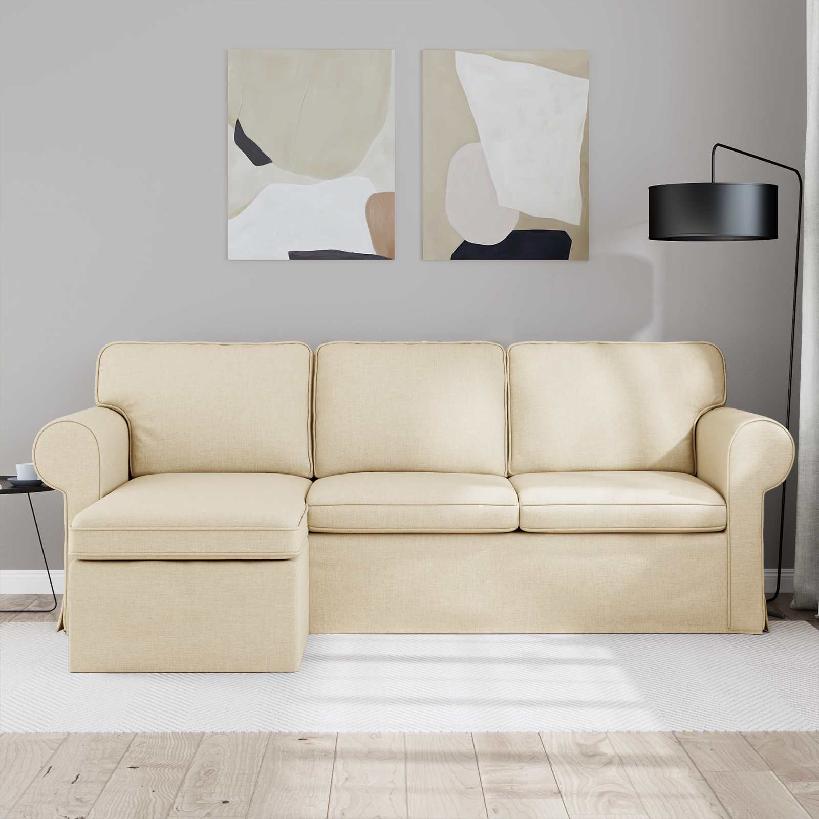 Canapé Crème 215 x 138 x 80 cm tissu - XIOS