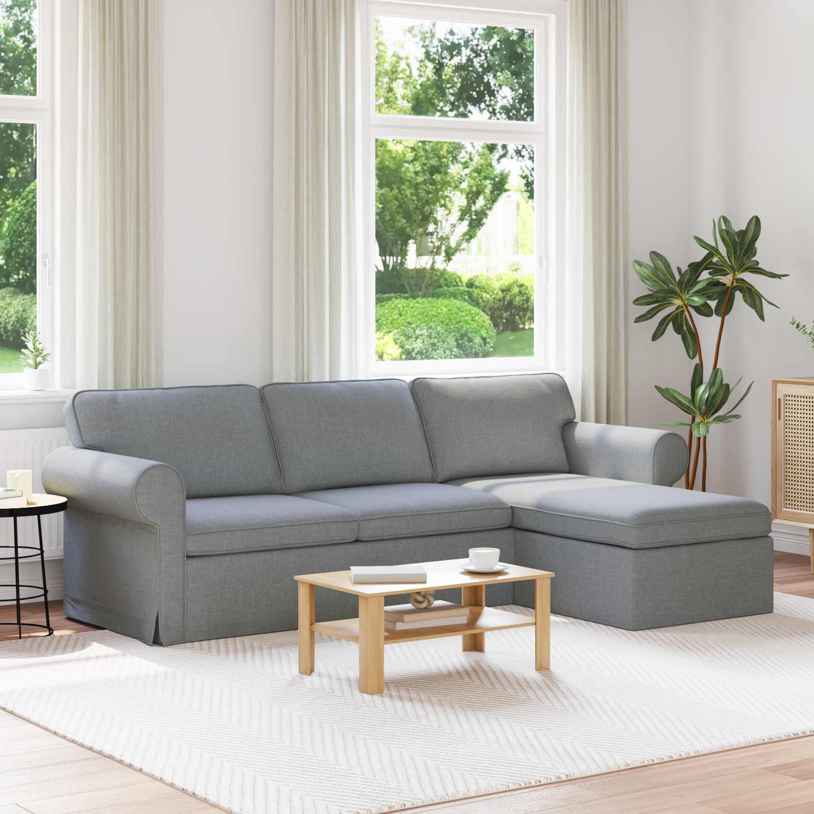 Canapé Gris clair 245 x 138 x 80 cm tissu