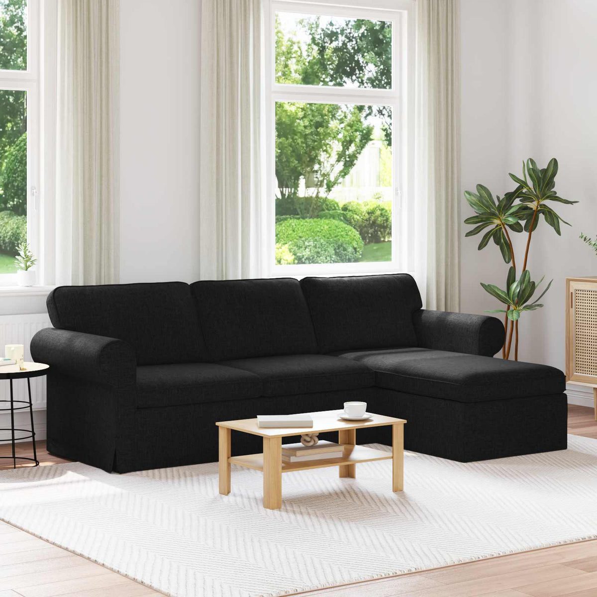 Canapé Noir 245 x 138 x 80 cm tissu