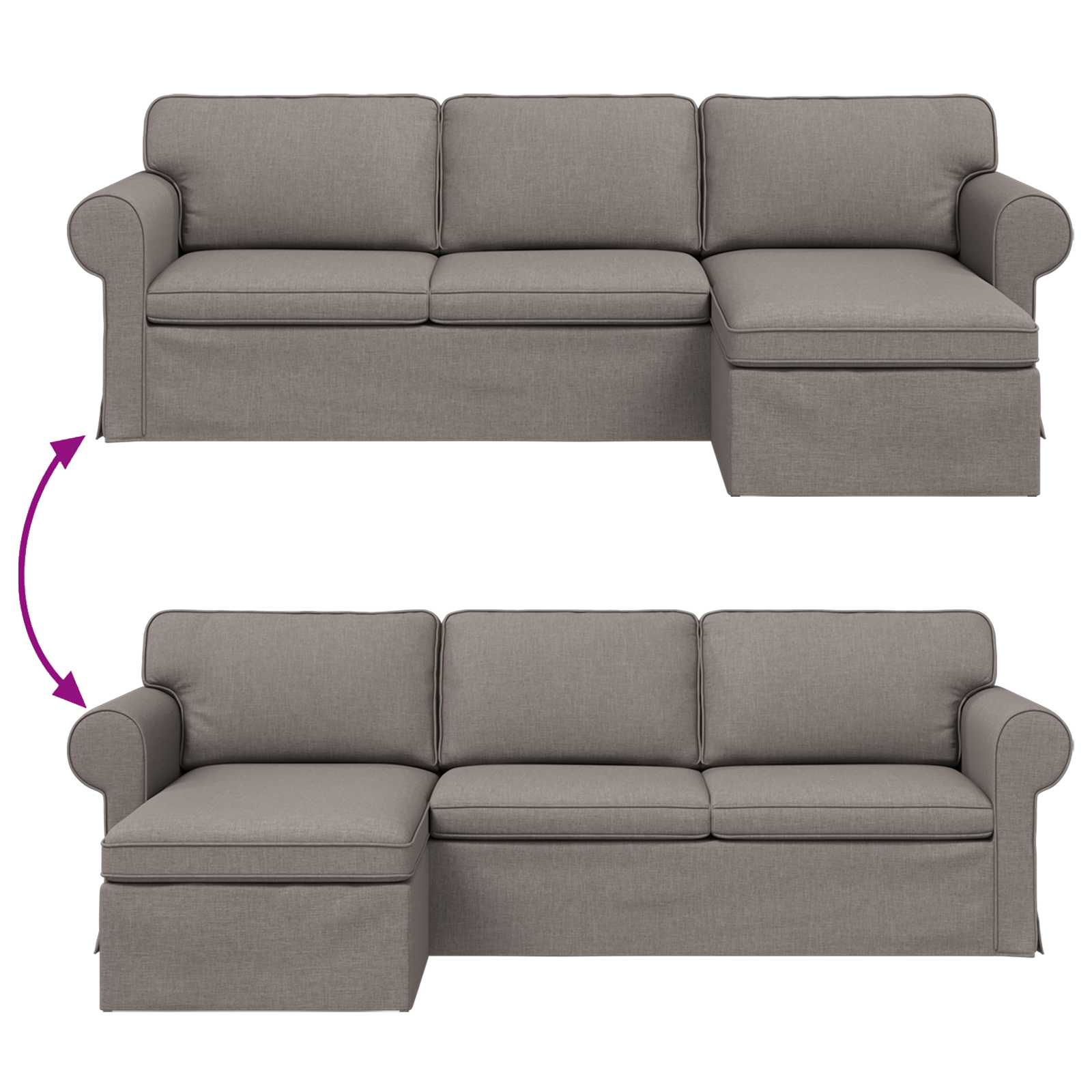 Canapé Taupe 245 x 138 x 80 cm tissu