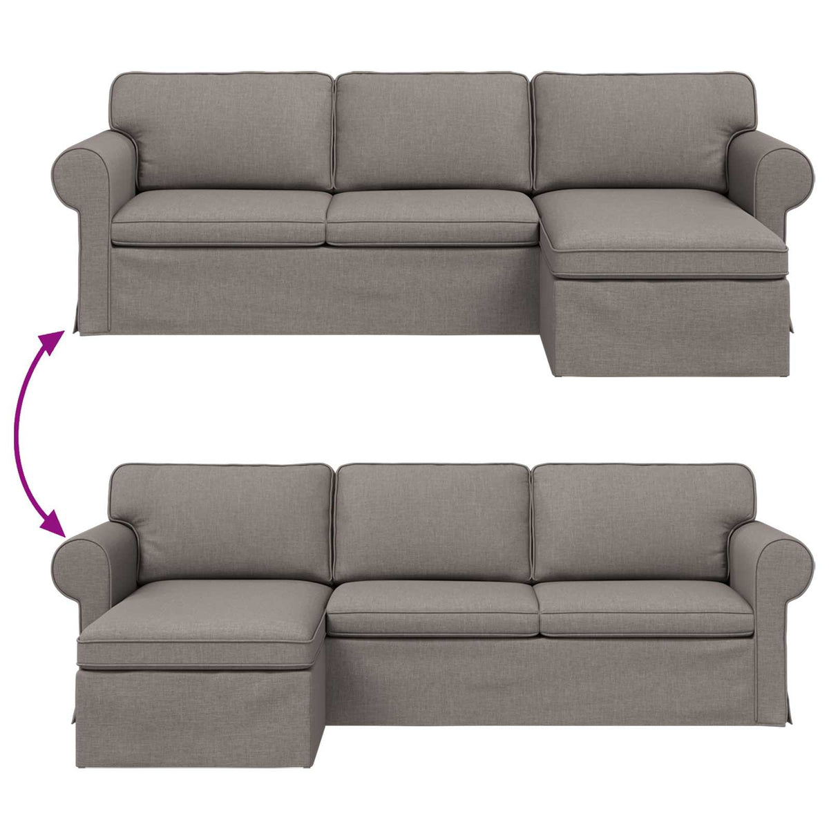 Canapé Taupe 245 x 138 x 80 cm tissu