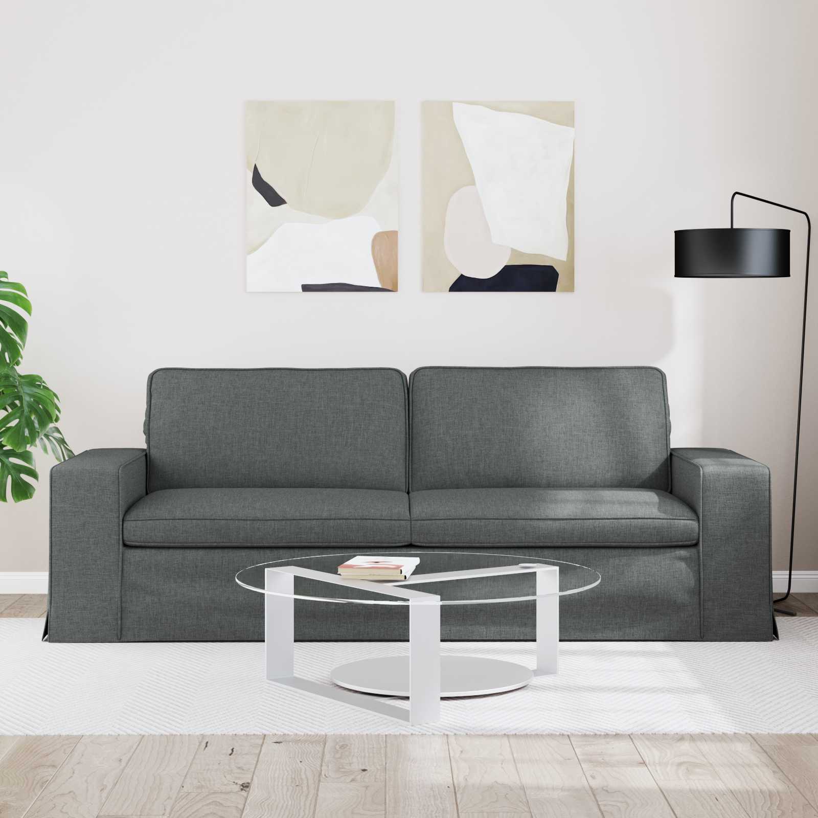Canapé Gris foncé 222 x 80 x 82 cm tissu
