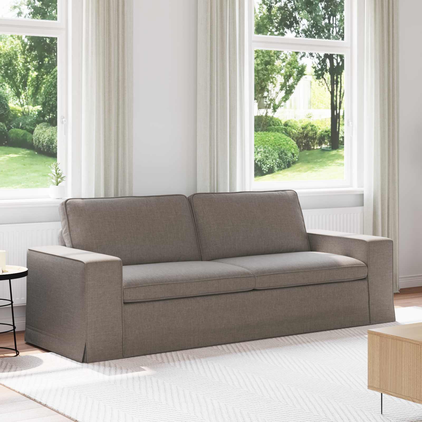 Canapé Taupe 222 x 80 x 82 cm tissu