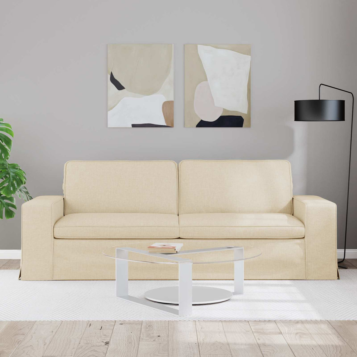 Canapé Crème 222 x 80 x 82 cm tissu
