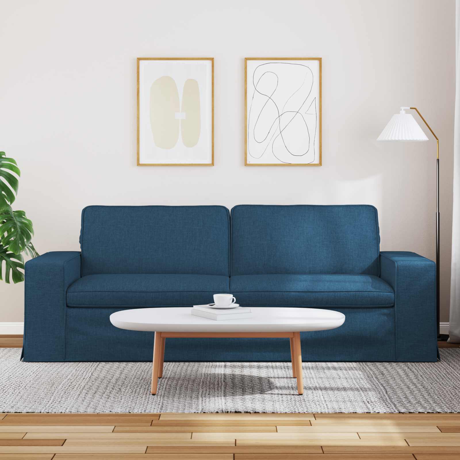 Canapé Bleu 222 x 80 x 82 cm tissu