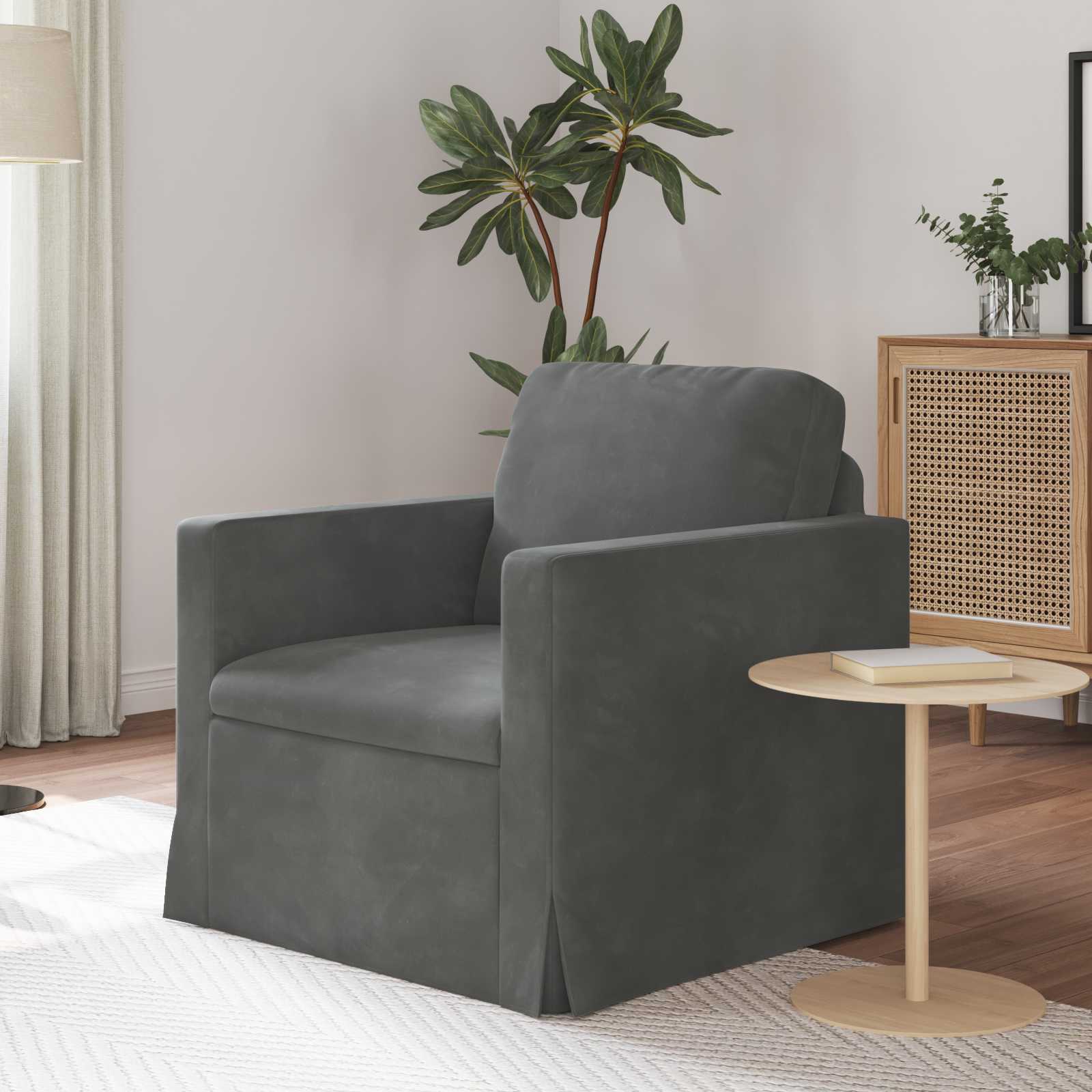 Canapé Gris foncé 78 x 78 x 80 cm Velours - XIOS