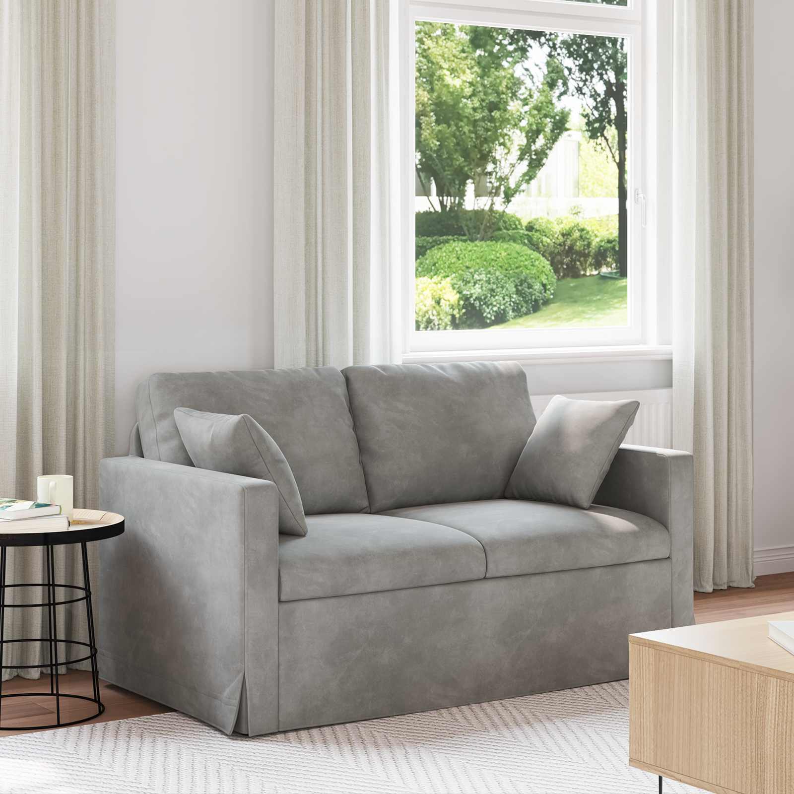 Canapé Gris clair 138 x 78 x 80 cm Velours - XIOS
