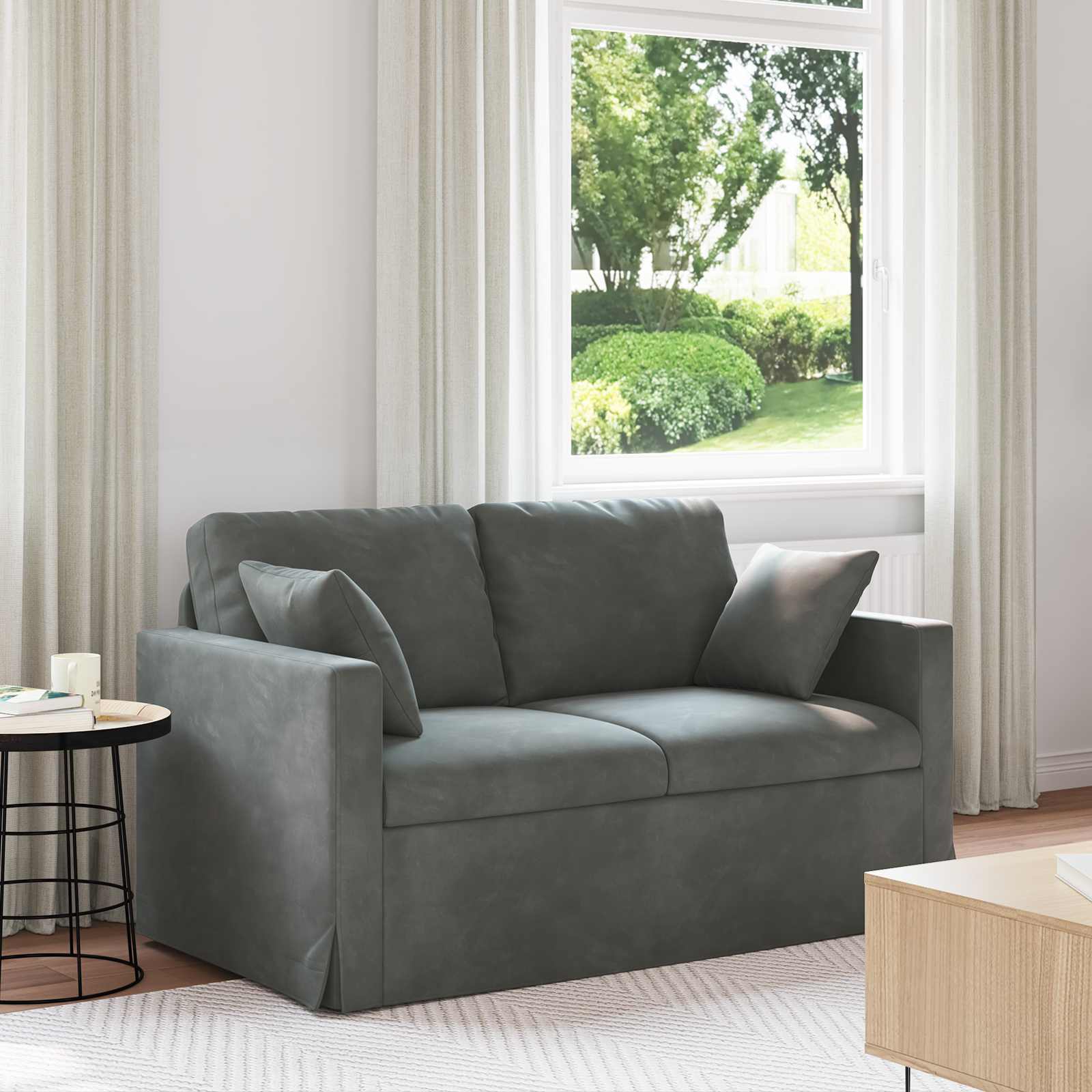 Canapé Gris foncé 138 x 78 x 80 cm Velours - XIOS