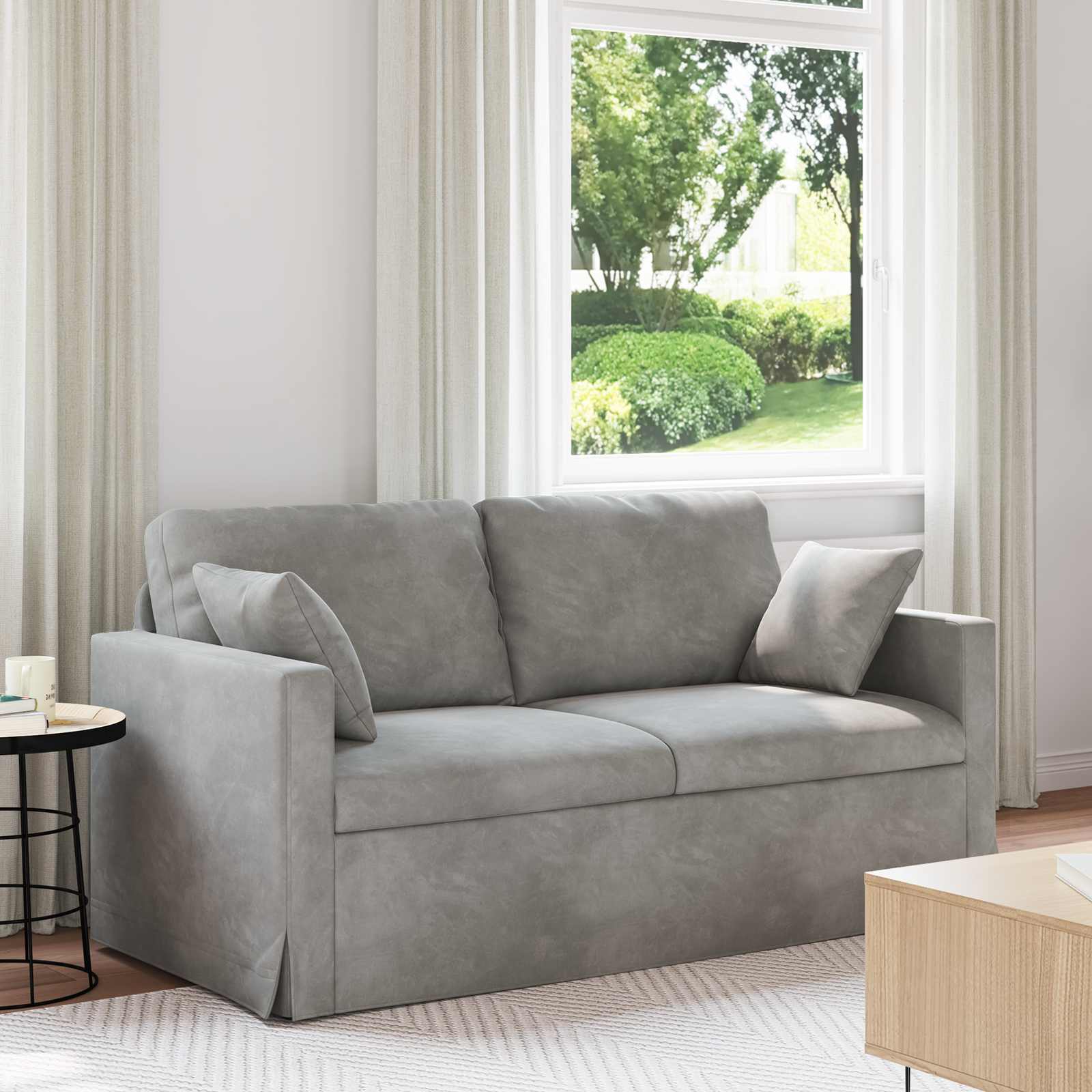 Canapé Gris clair 158 x 78 x 80 cm Velours - XIOS
