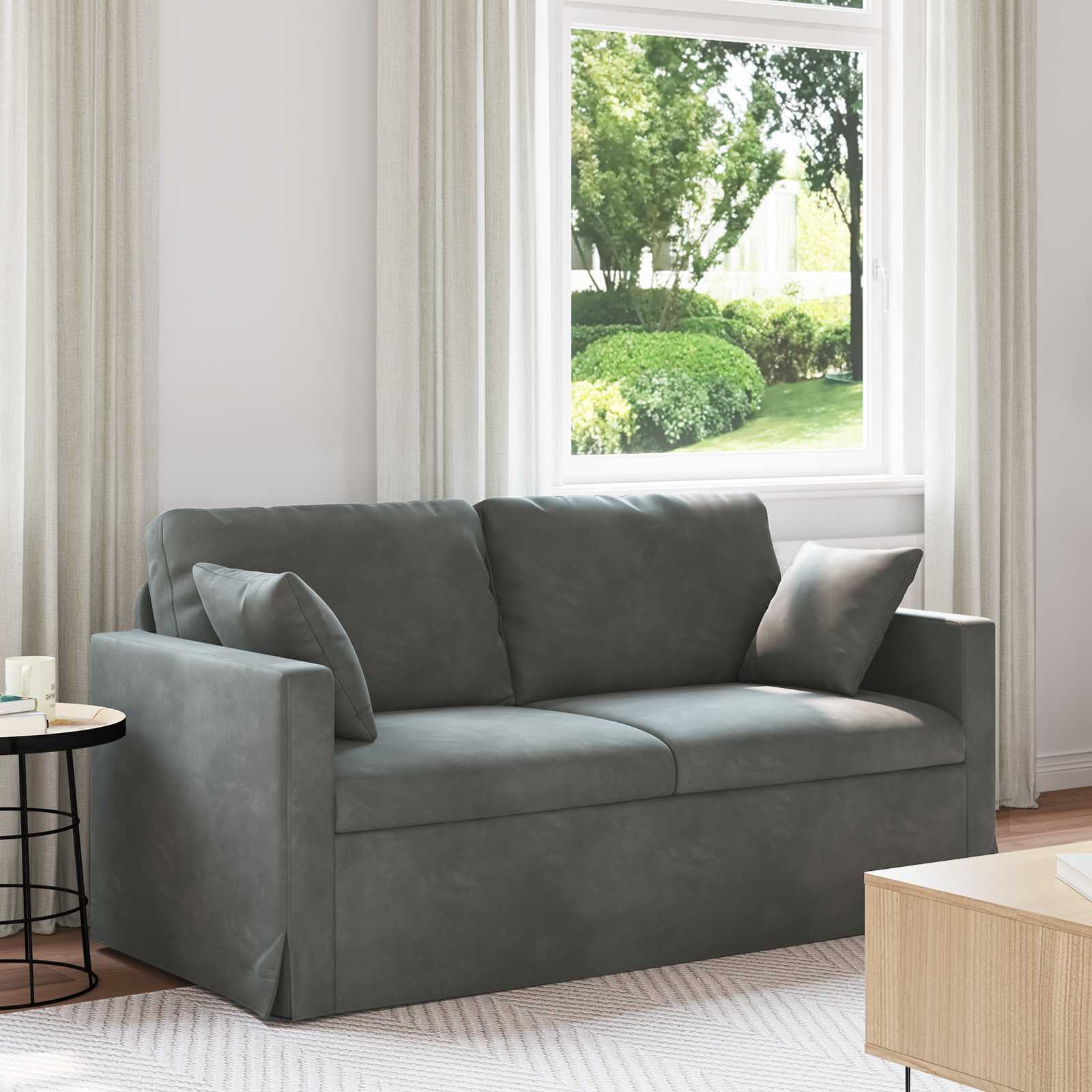 Canapé Gris foncé 158 x 78 x 80 cm Velours - XIOS
