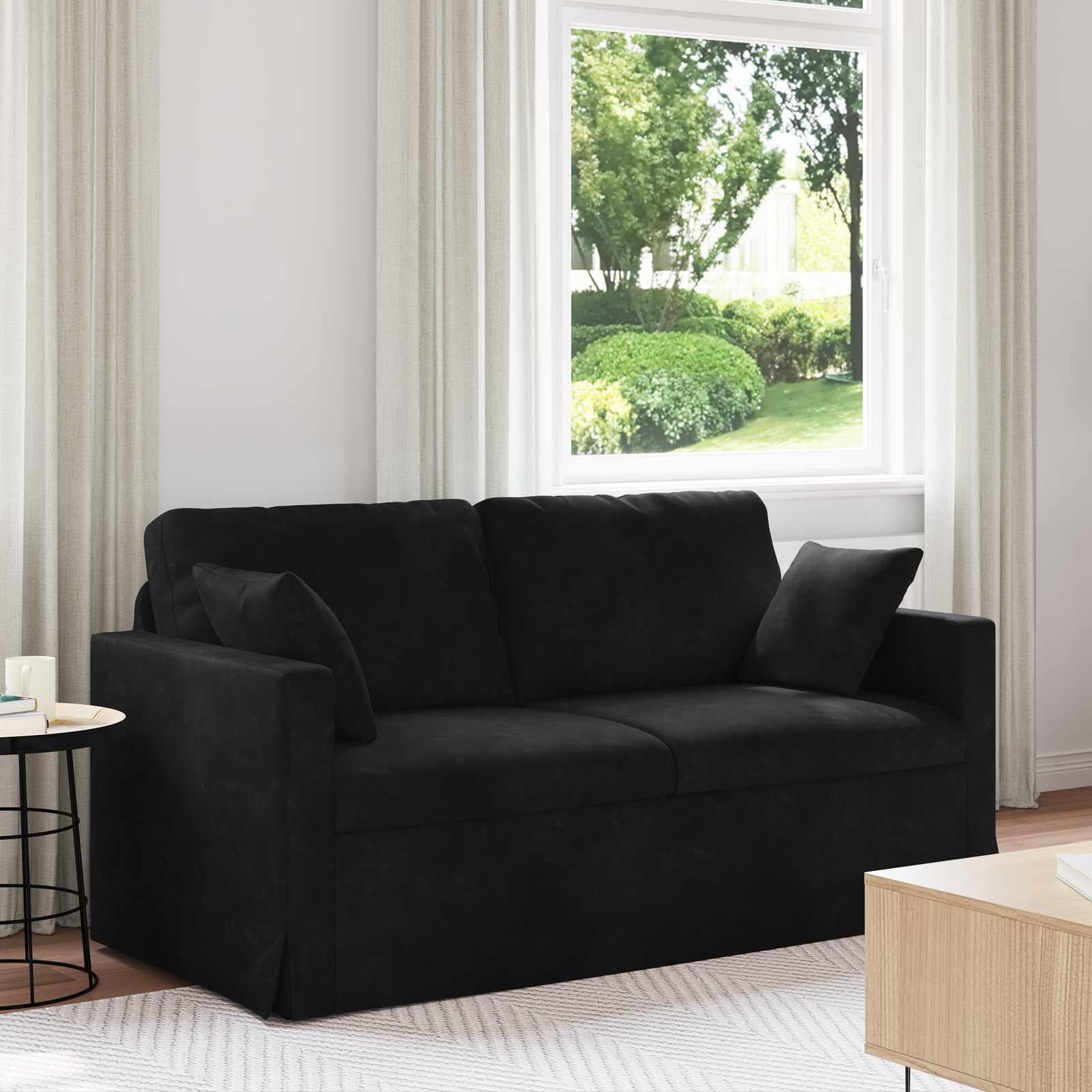 Canapé Noir 158 x 78 x 80 cm Velours - XIOS