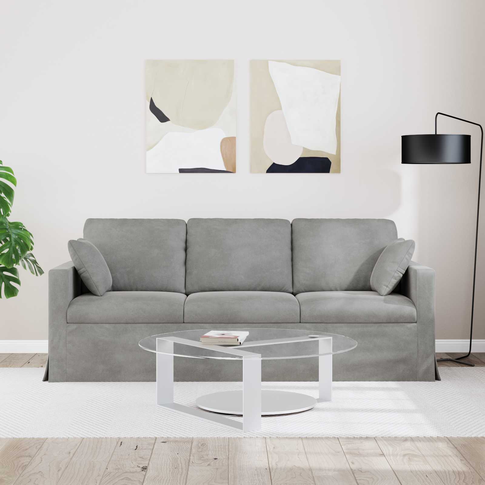 Canapé Gris clair 198 x 78 x 80 cm Velours - XIOS