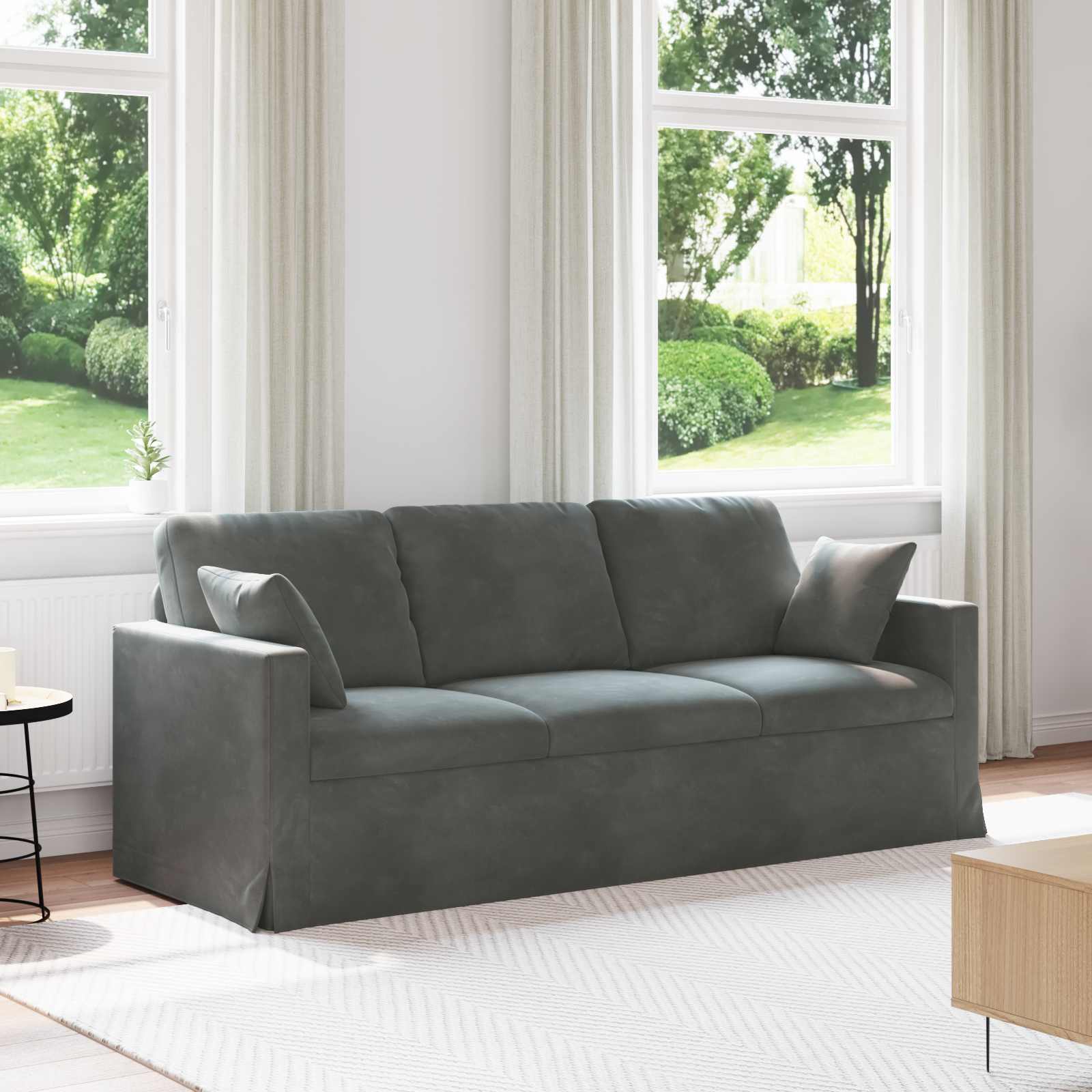 Canapé Gris foncé 198 x 78 x 80 cm Velours - XIOS