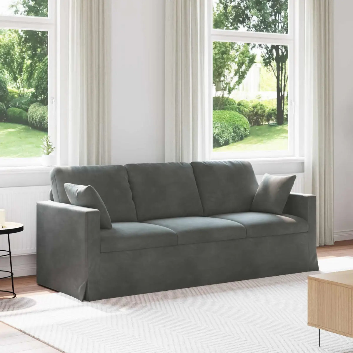 Canapé Gris foncé 198 x 78 x 80 cm Velours - XIOS