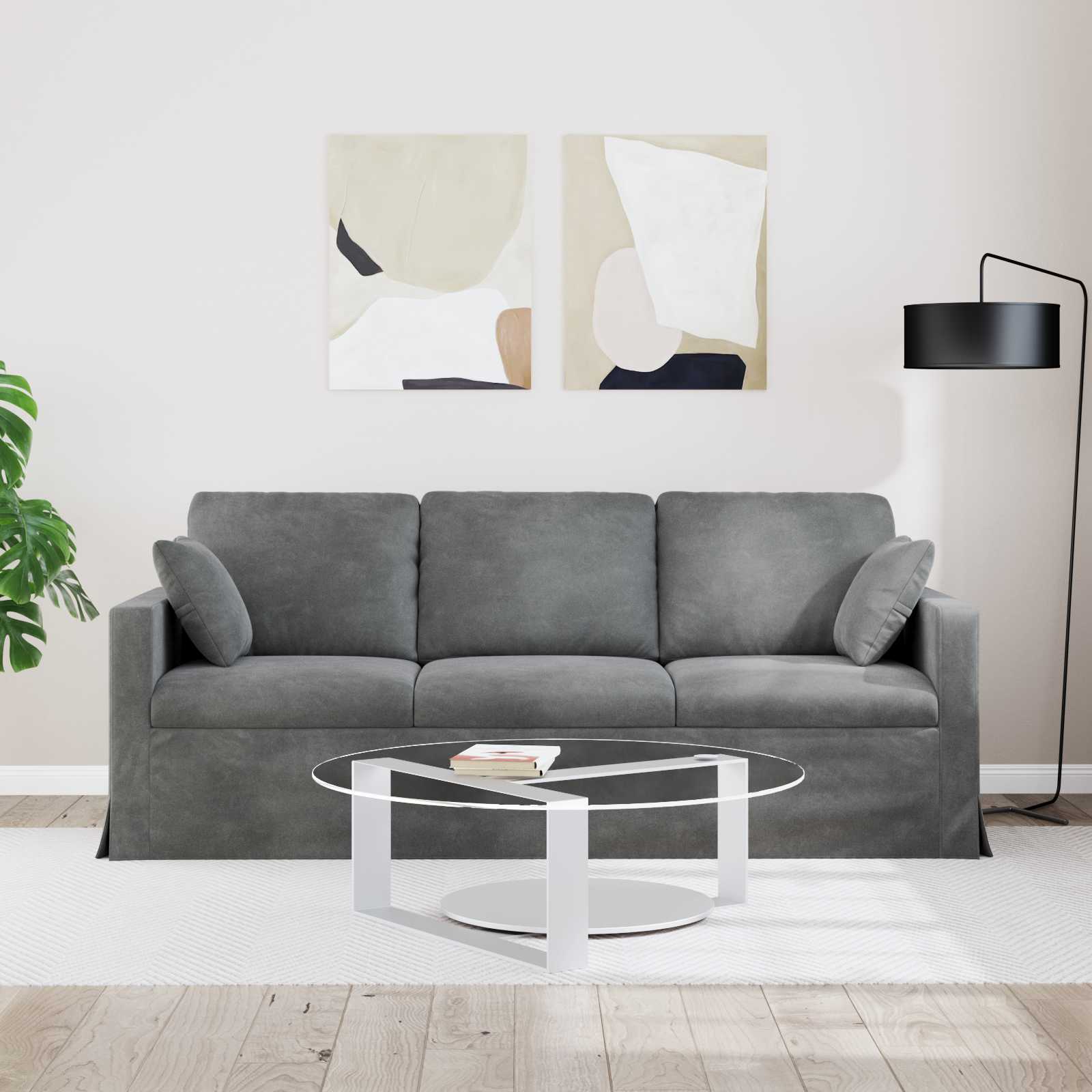 Canapé Gris foncé 198 x 78 x 80 cm Velours - XIOS