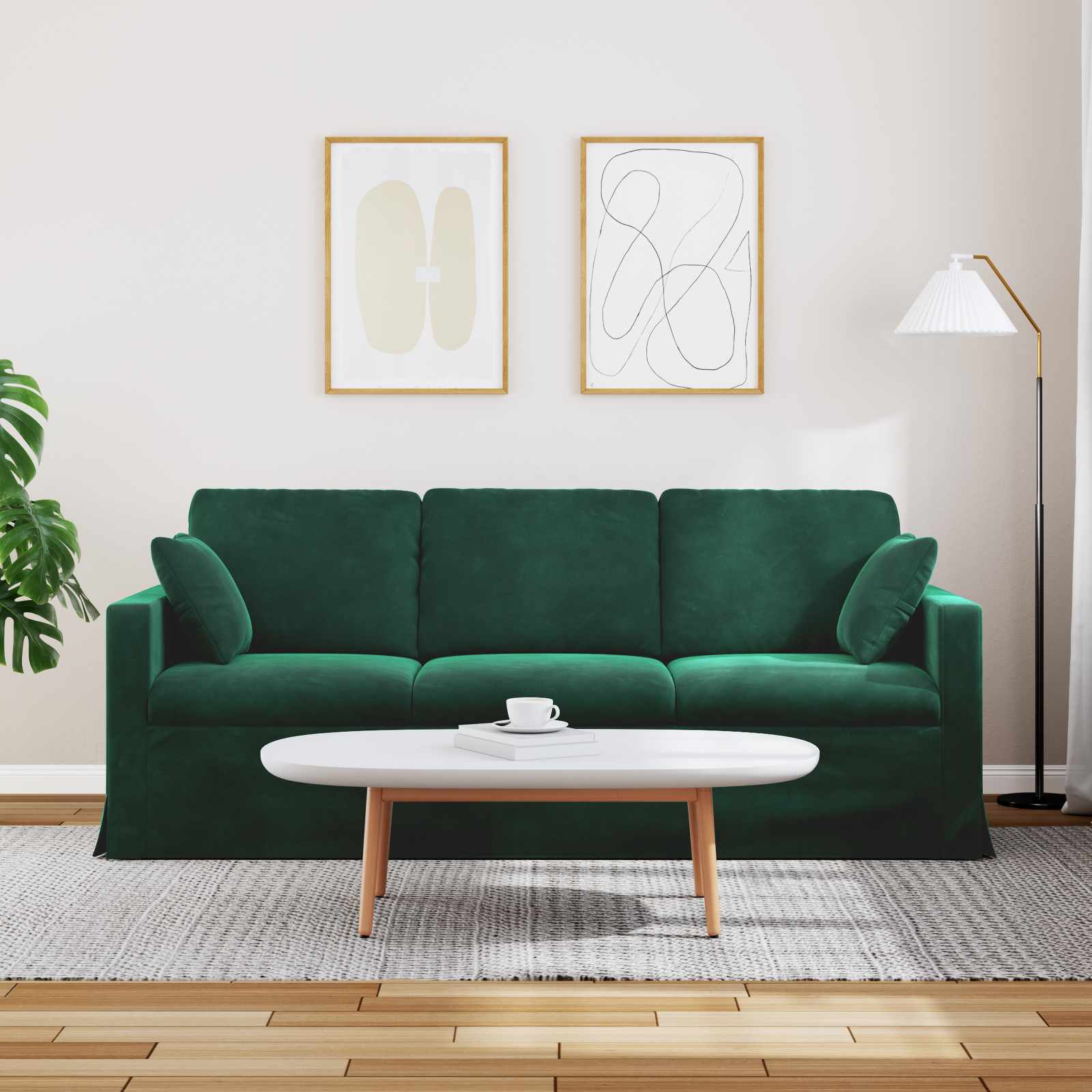 Canapé Vert foncé 198 x 78 x 80 cm Velours - XIOS