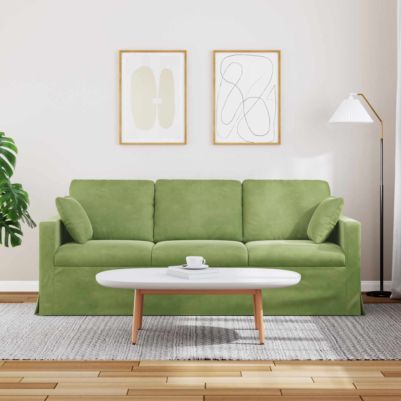 Canapé Vert clair 198 x 78 x 80 cm Velours - XIOS