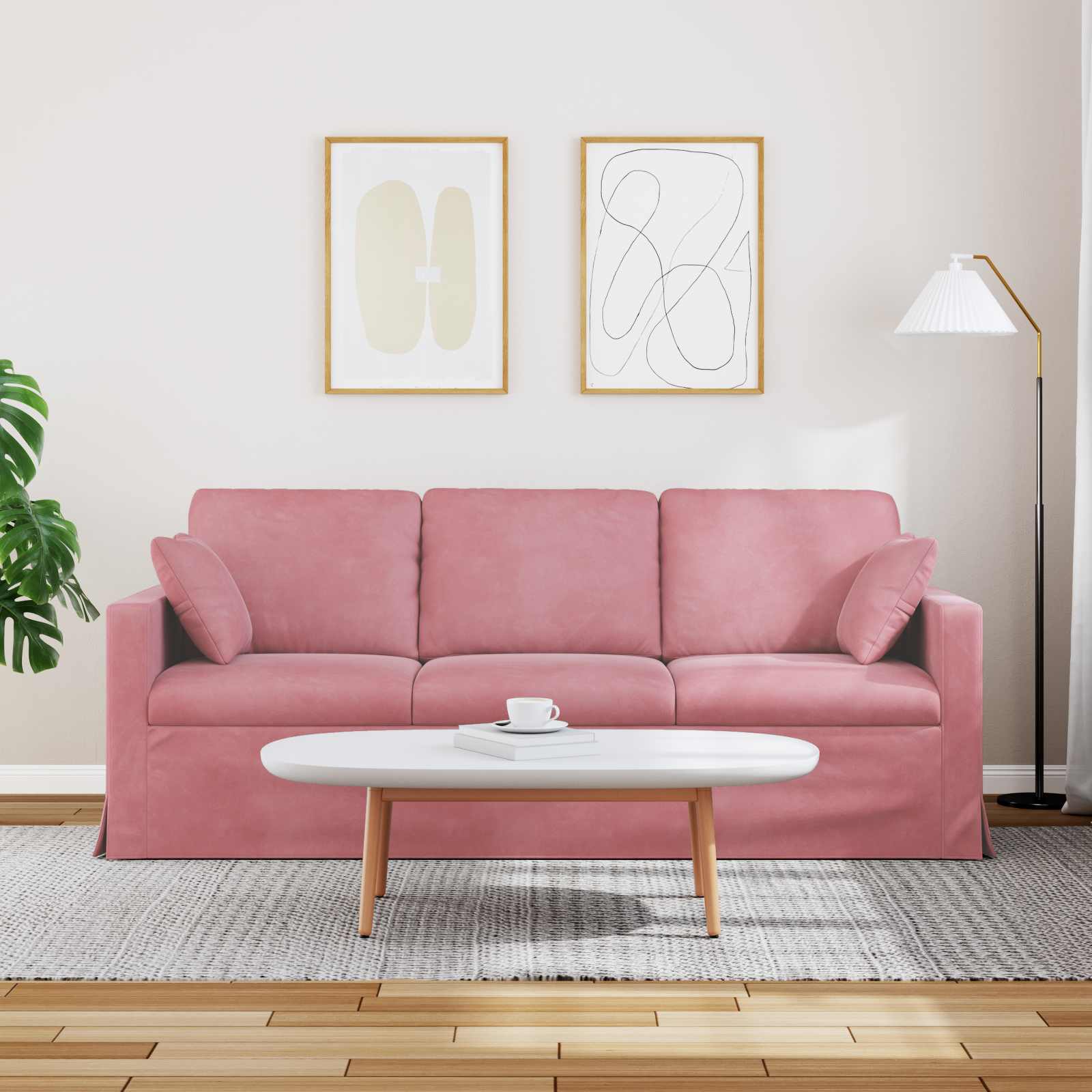 Canapé Rose 198 x 78 x 80 cm Velours - XIOS