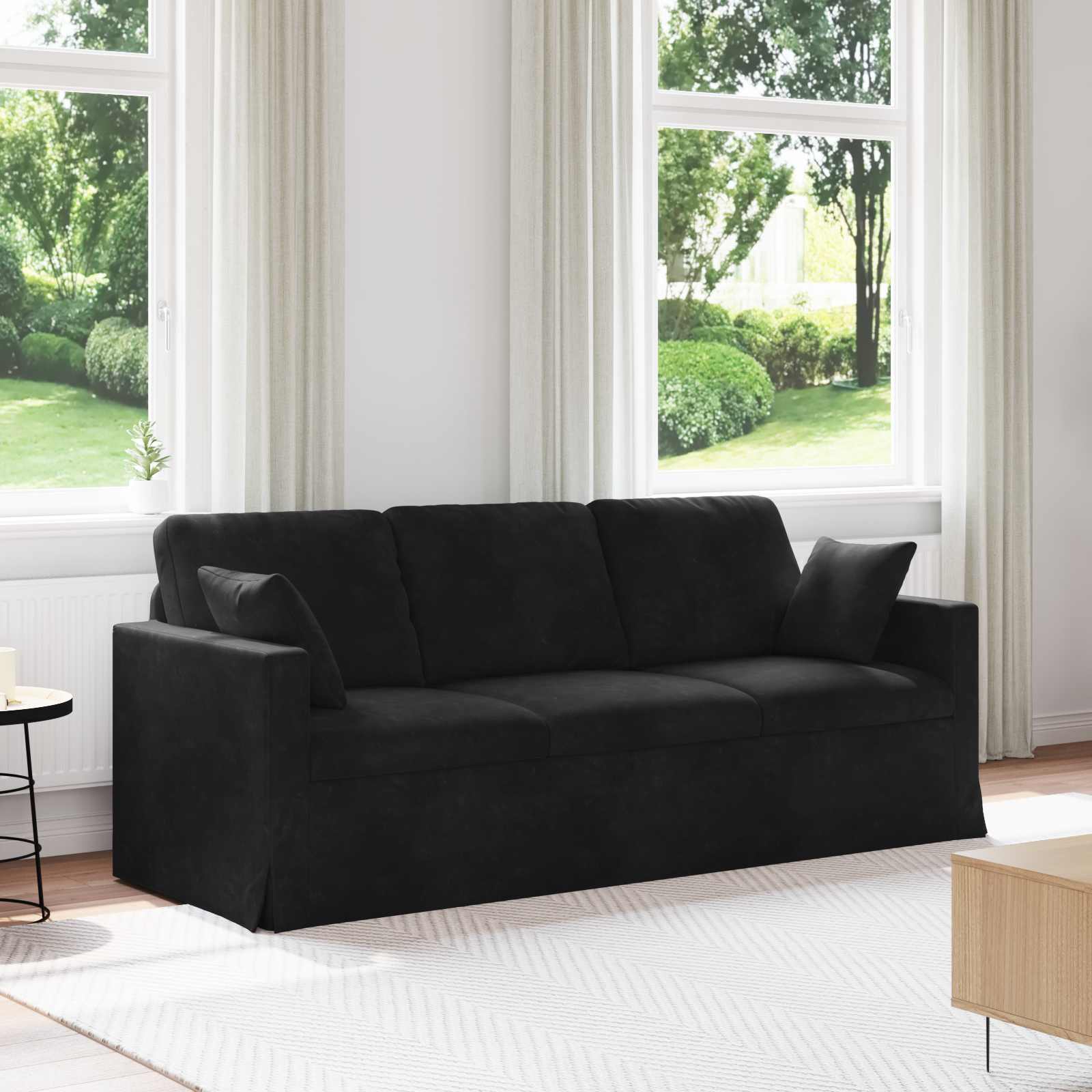 Canapé Noir 198 x 78 x 80 cm Velours - XIOS