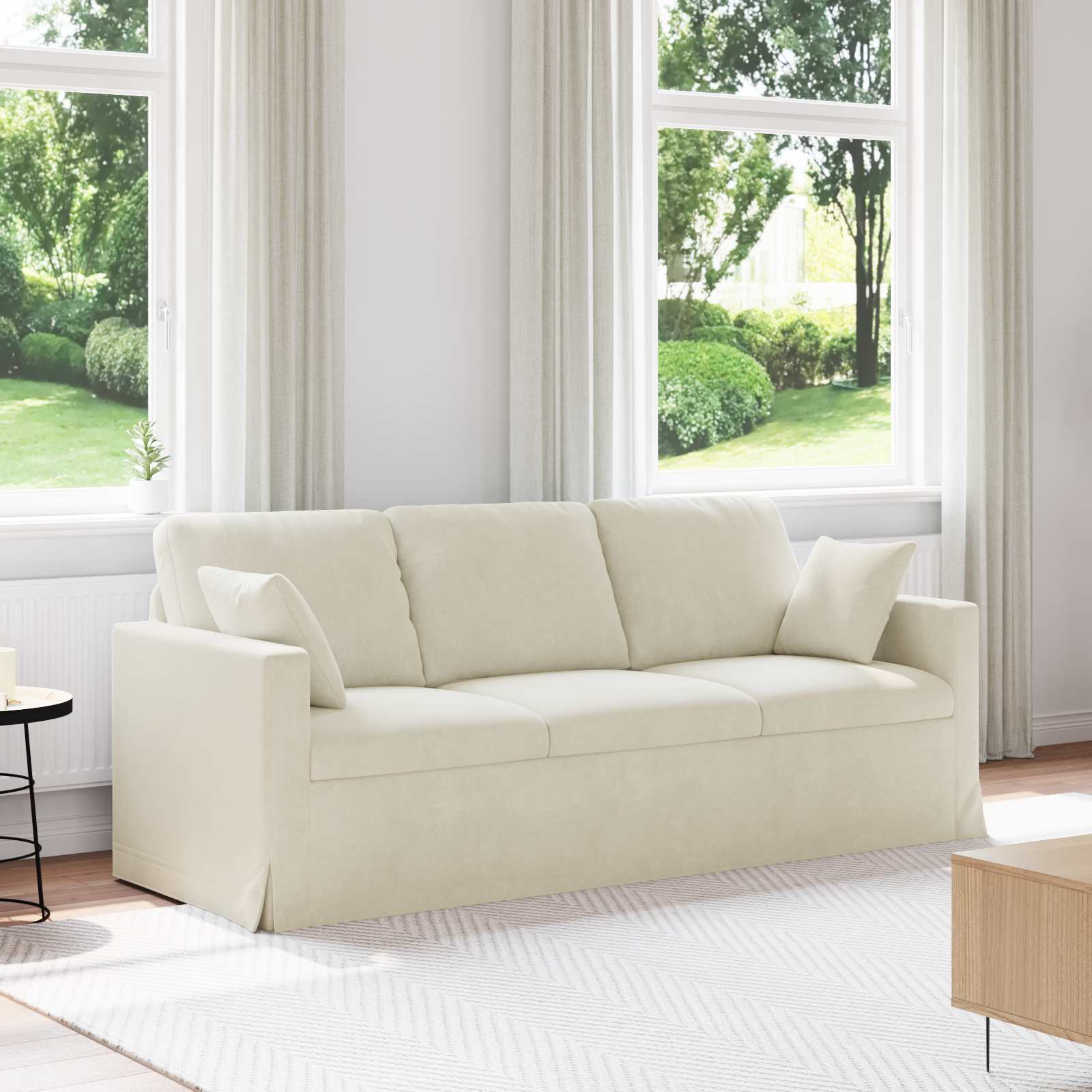 Canapé Crème 198 x 78 x 80 cm Velours - XIOS