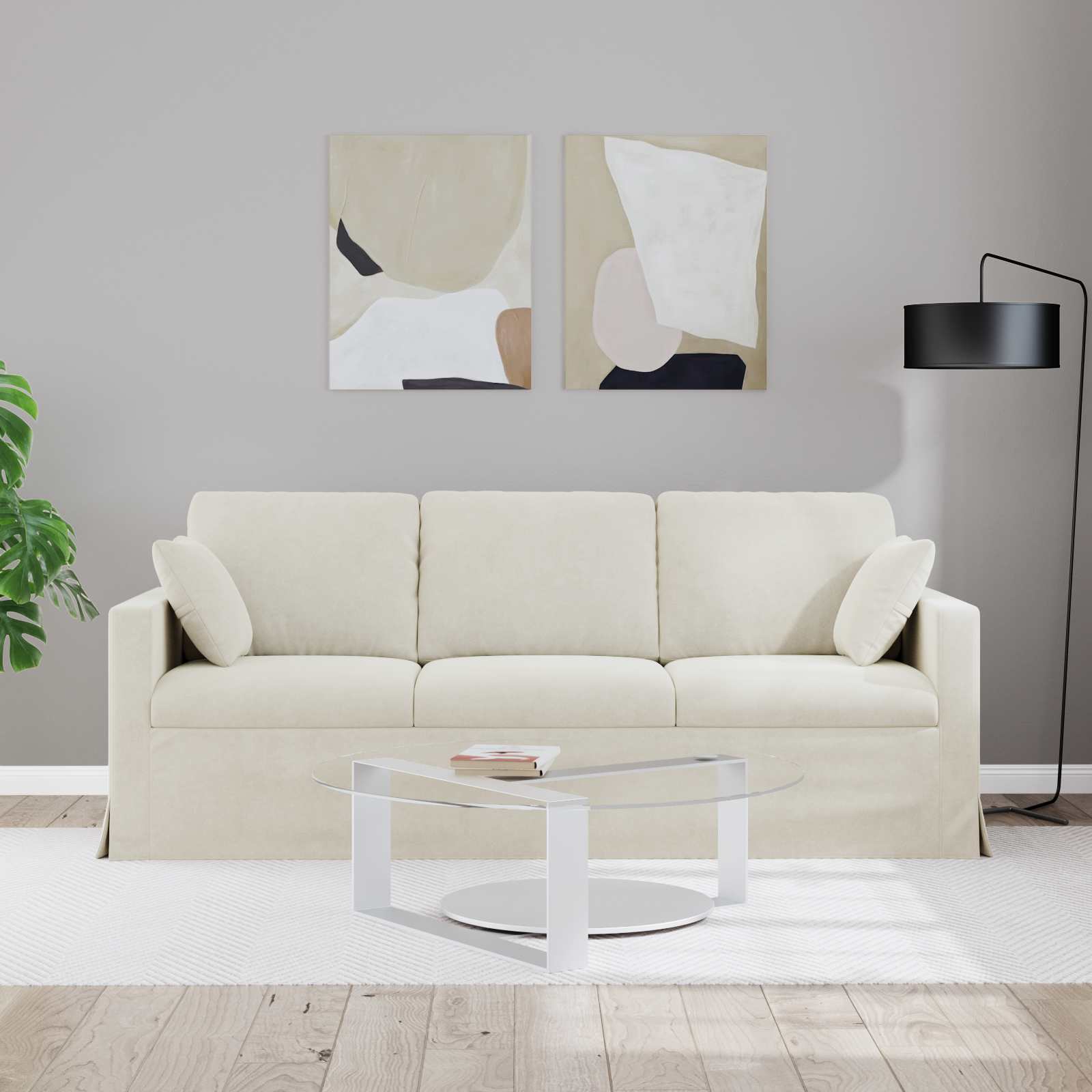 Canapé Crème 198 x 78 x 80 cm Velours - XIOS