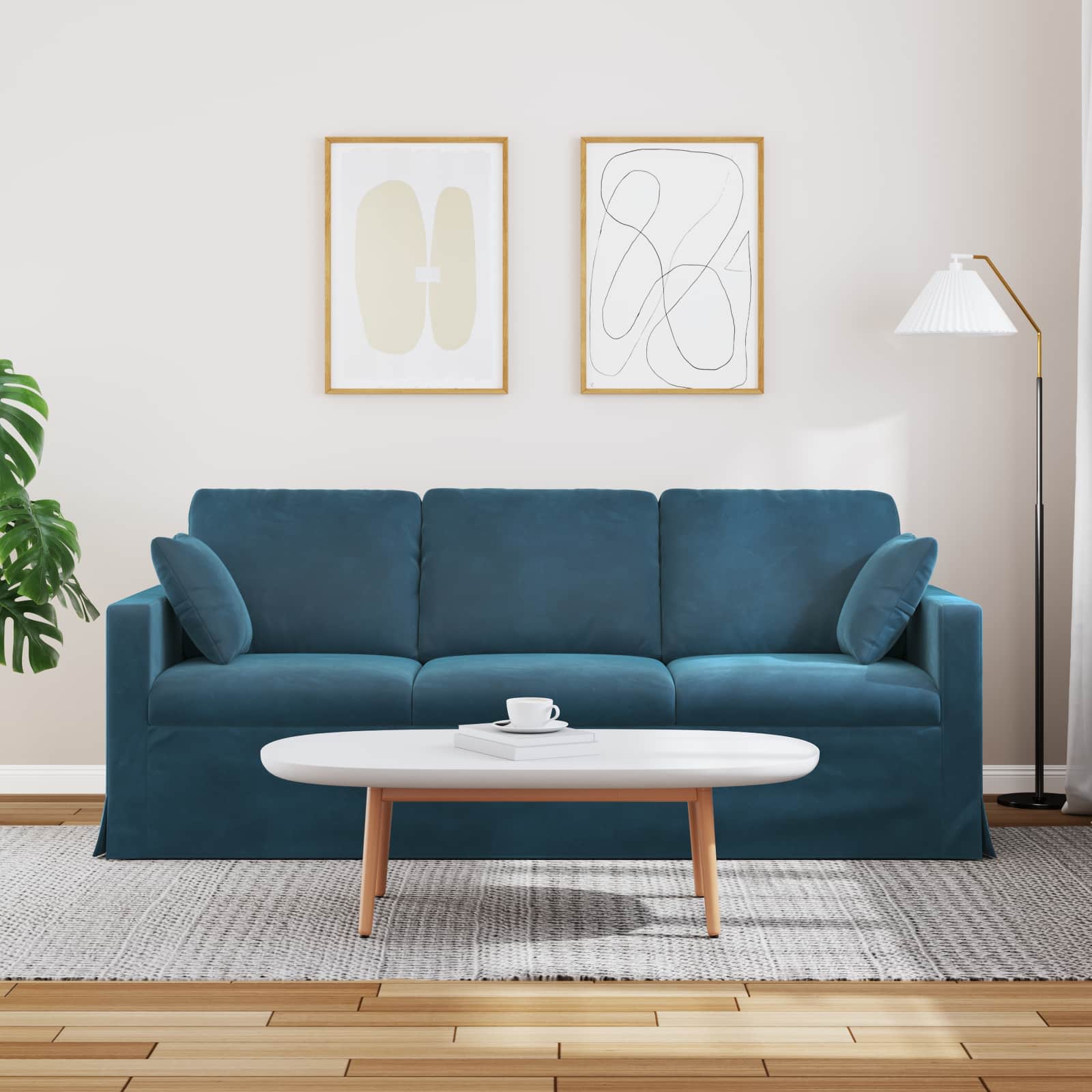 Canapé Bleu 198 x 78 x 80 cm Velours - XIOS