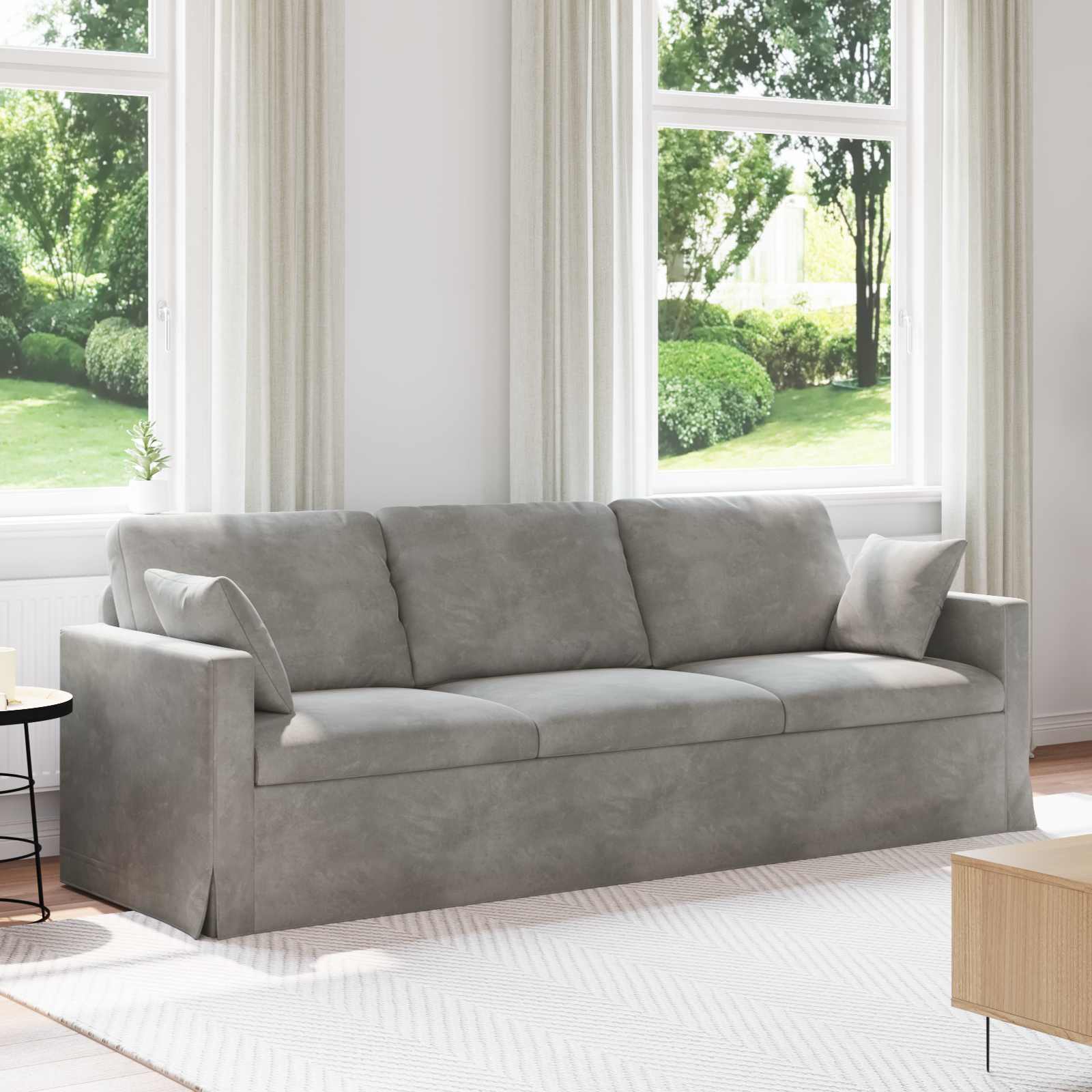 Canapé Gris clair 228 x 78 x 80 cm Velours - XIOS