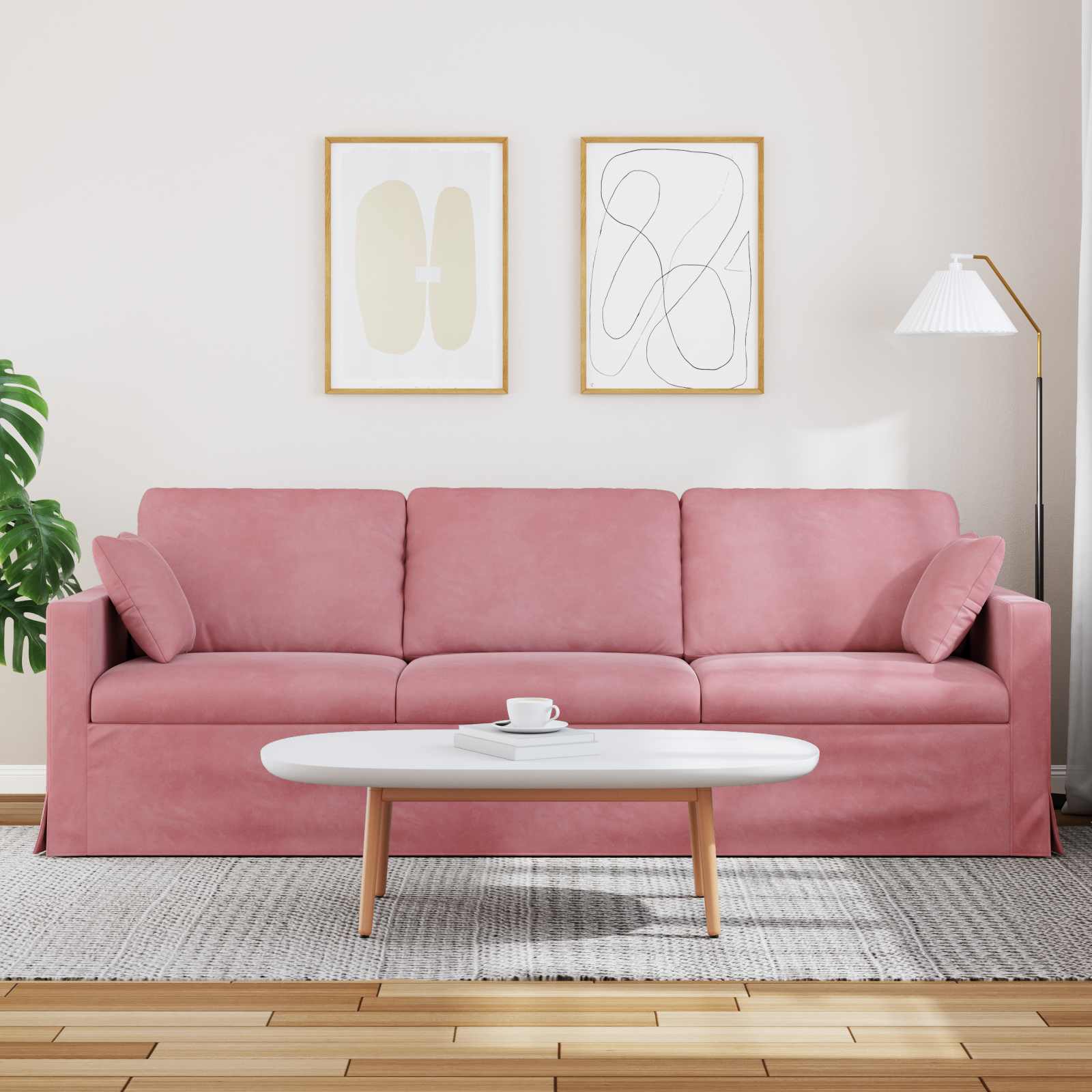 Canapé Rose 228 x 78 x 80 cm Velours - XIOS