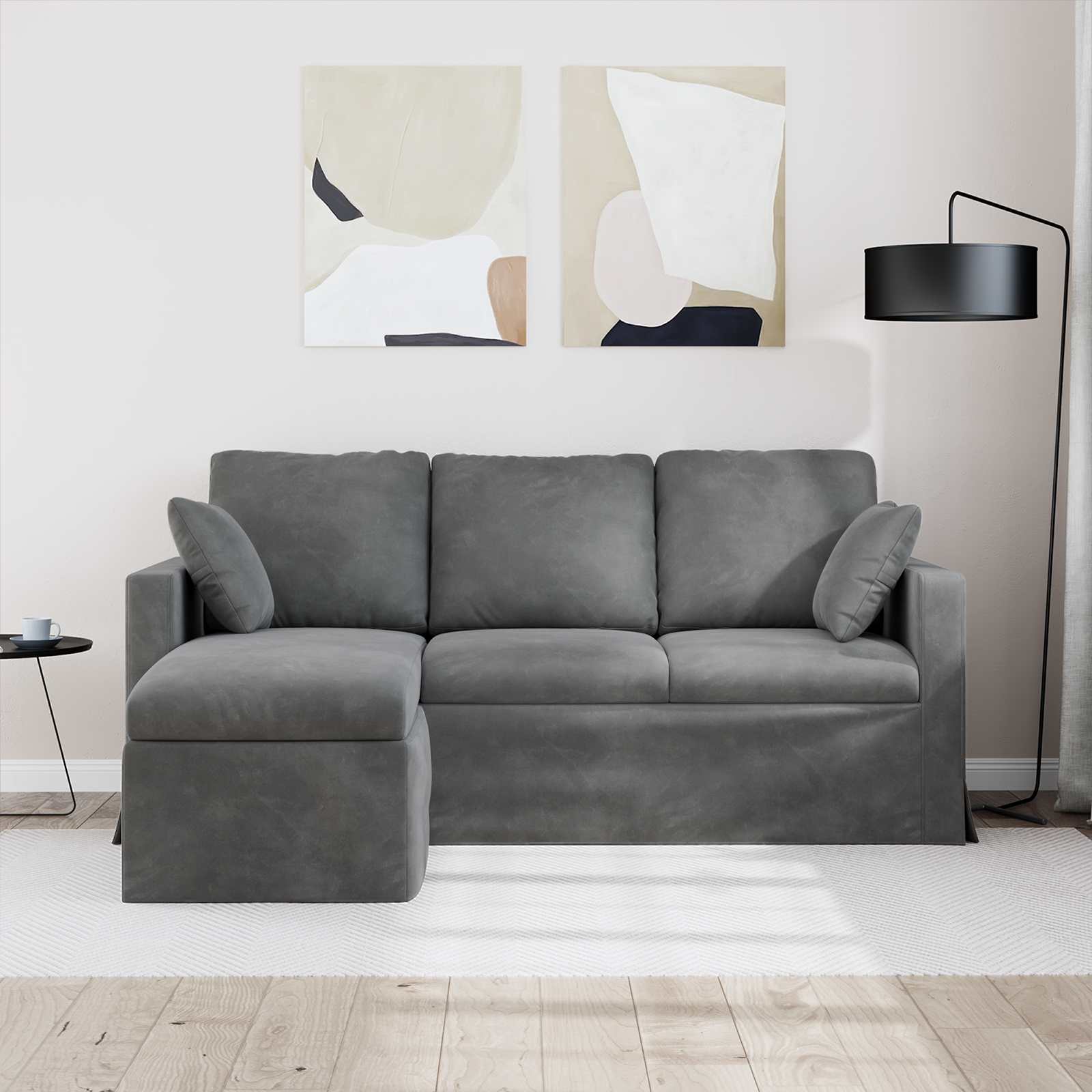 Canapé Gris foncé 178 x 134 x 80 cm Velours - XIOS