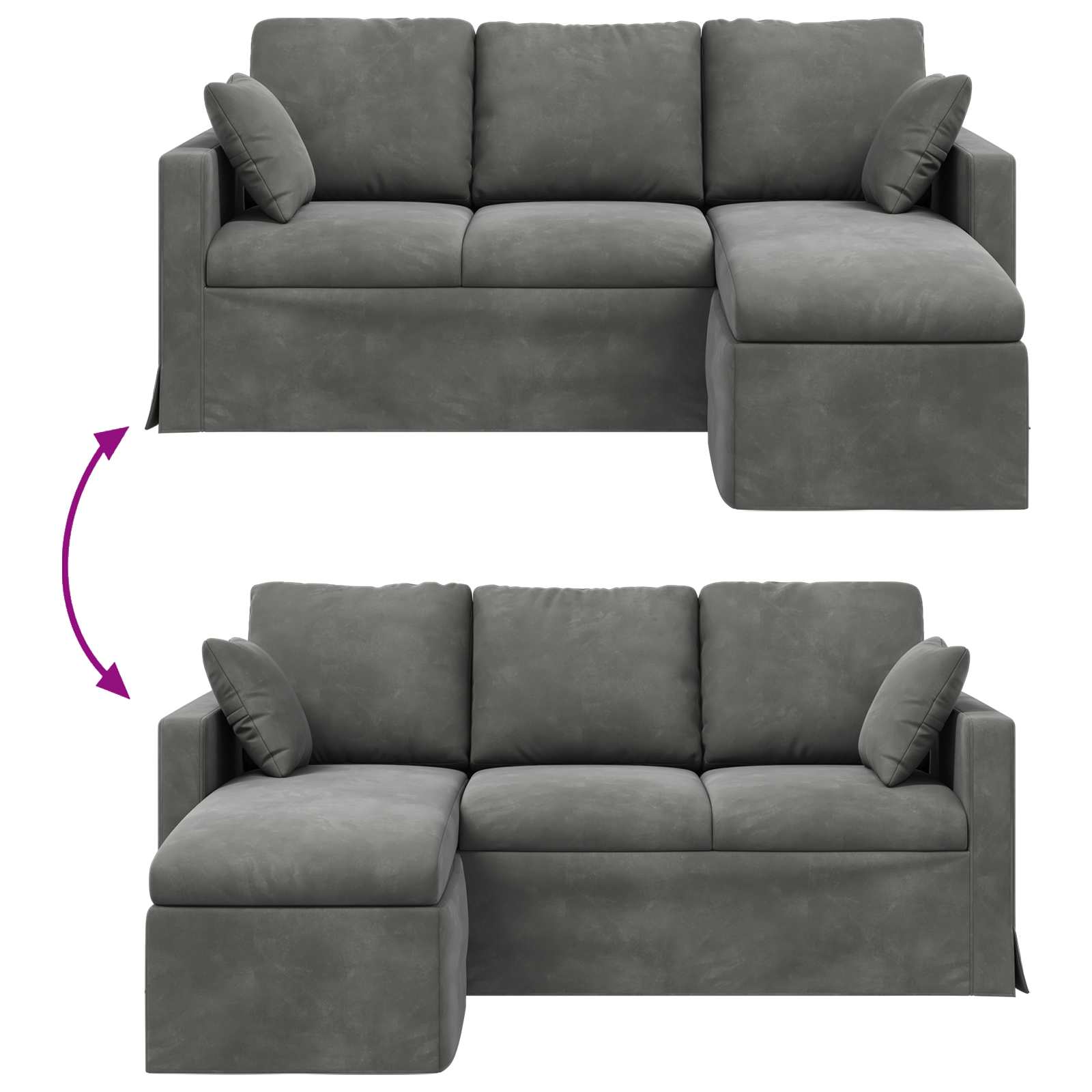 Canapé Gris foncé 178 x 134 x 80 cm Velours - XIOS