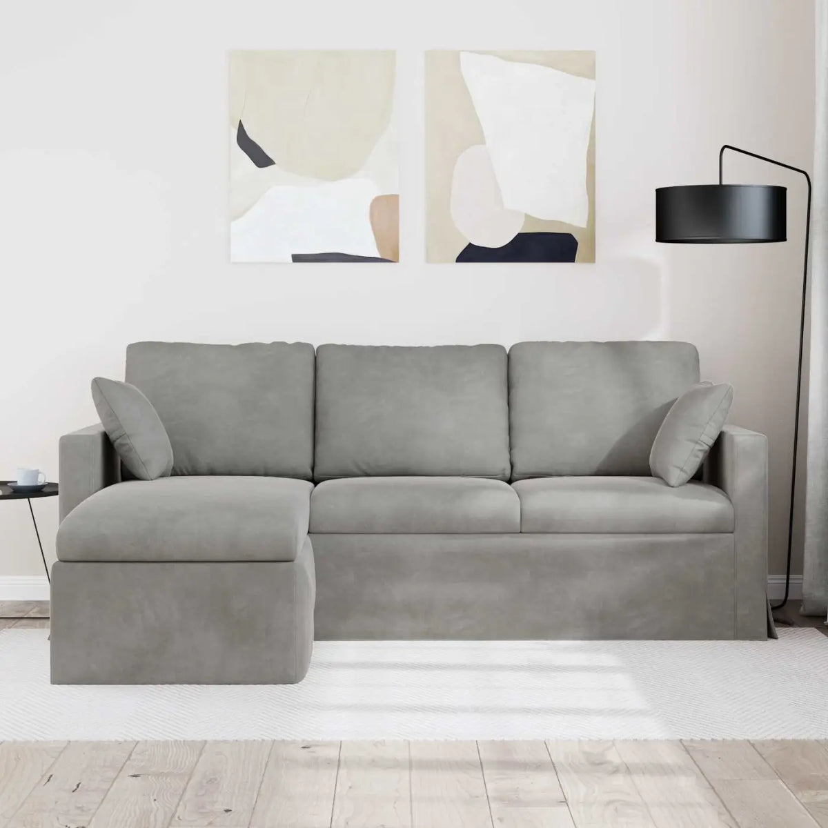 Canapé Gris clair 198 x 134 x 80 cm Velours - XIOS
