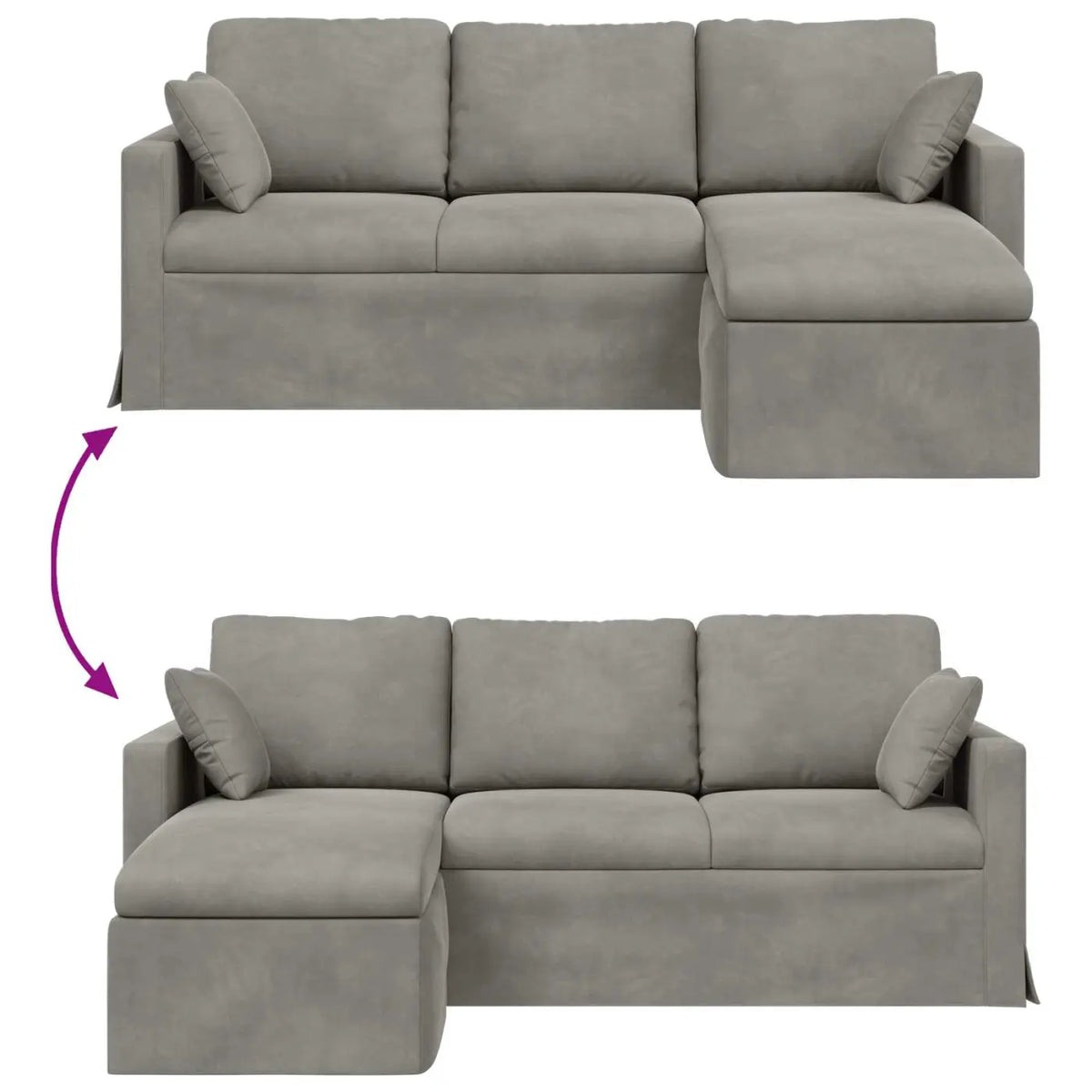 Canapé Gris clair 198 x 134 x 80 cm Velours - XIOS