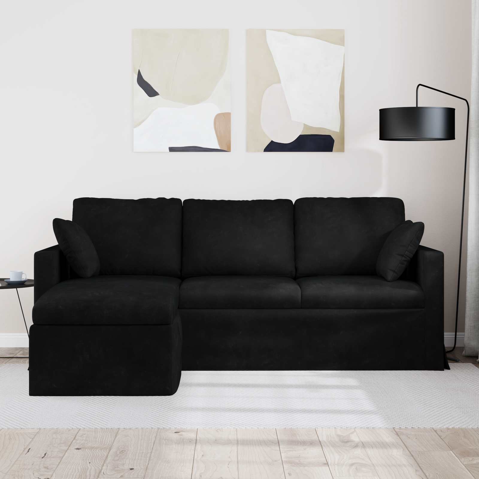 Canapé Noir 198 x 134 x 80 cm Velours