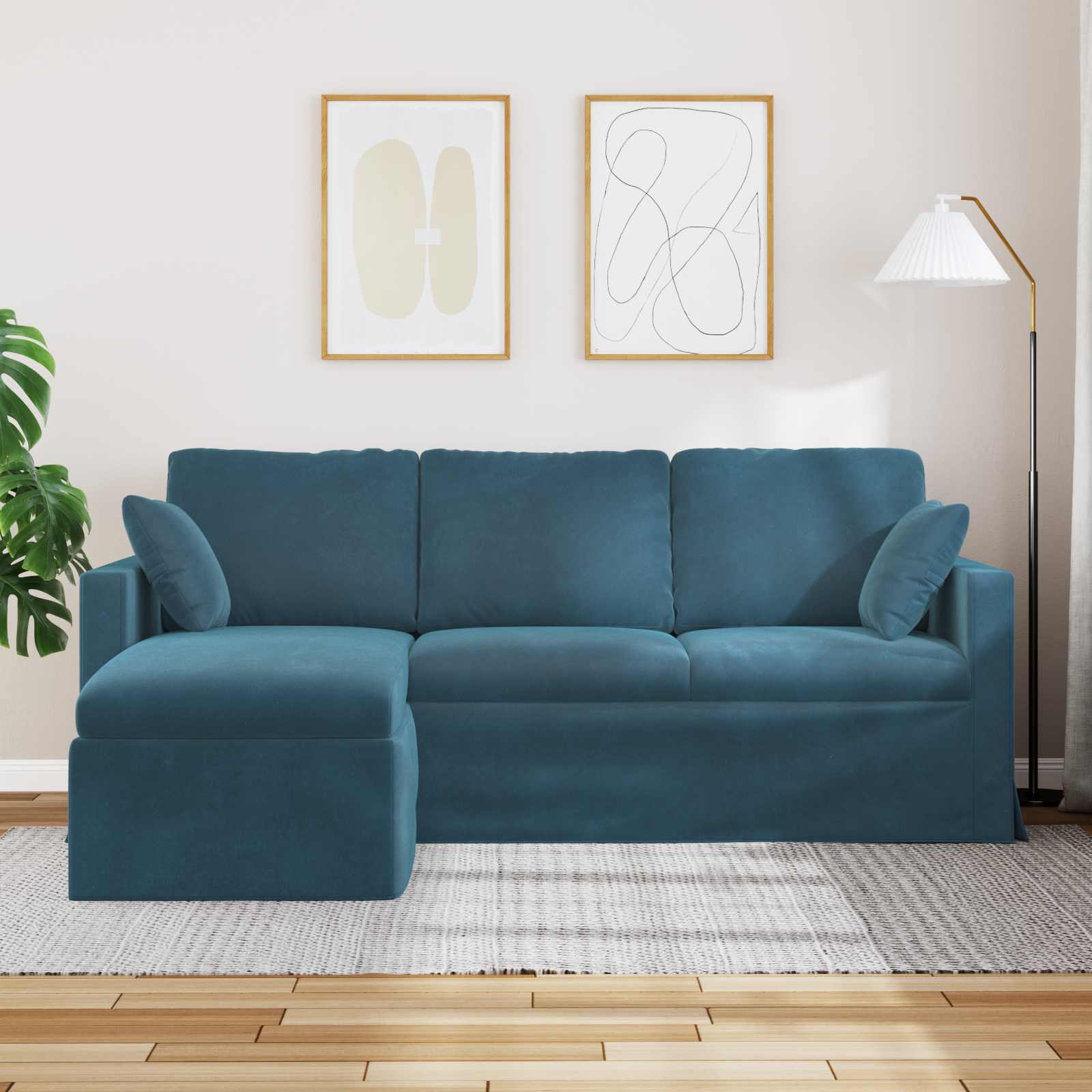 Canapé Bleu 198 x 134 x 80 cm Velours - XIOS
