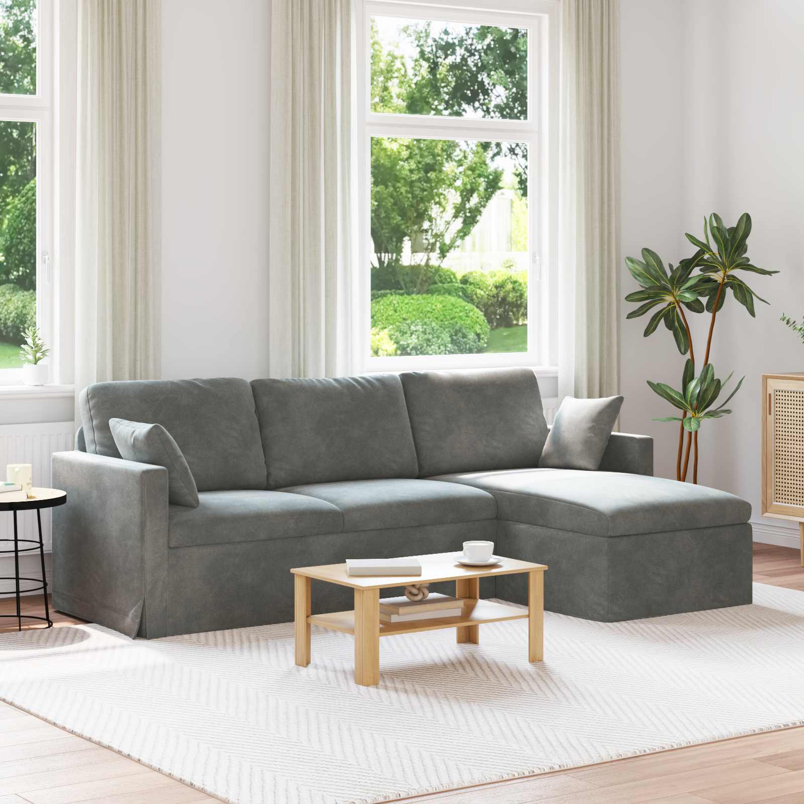 Canapé Gris foncé 228 x 134 x 80 cm Velours