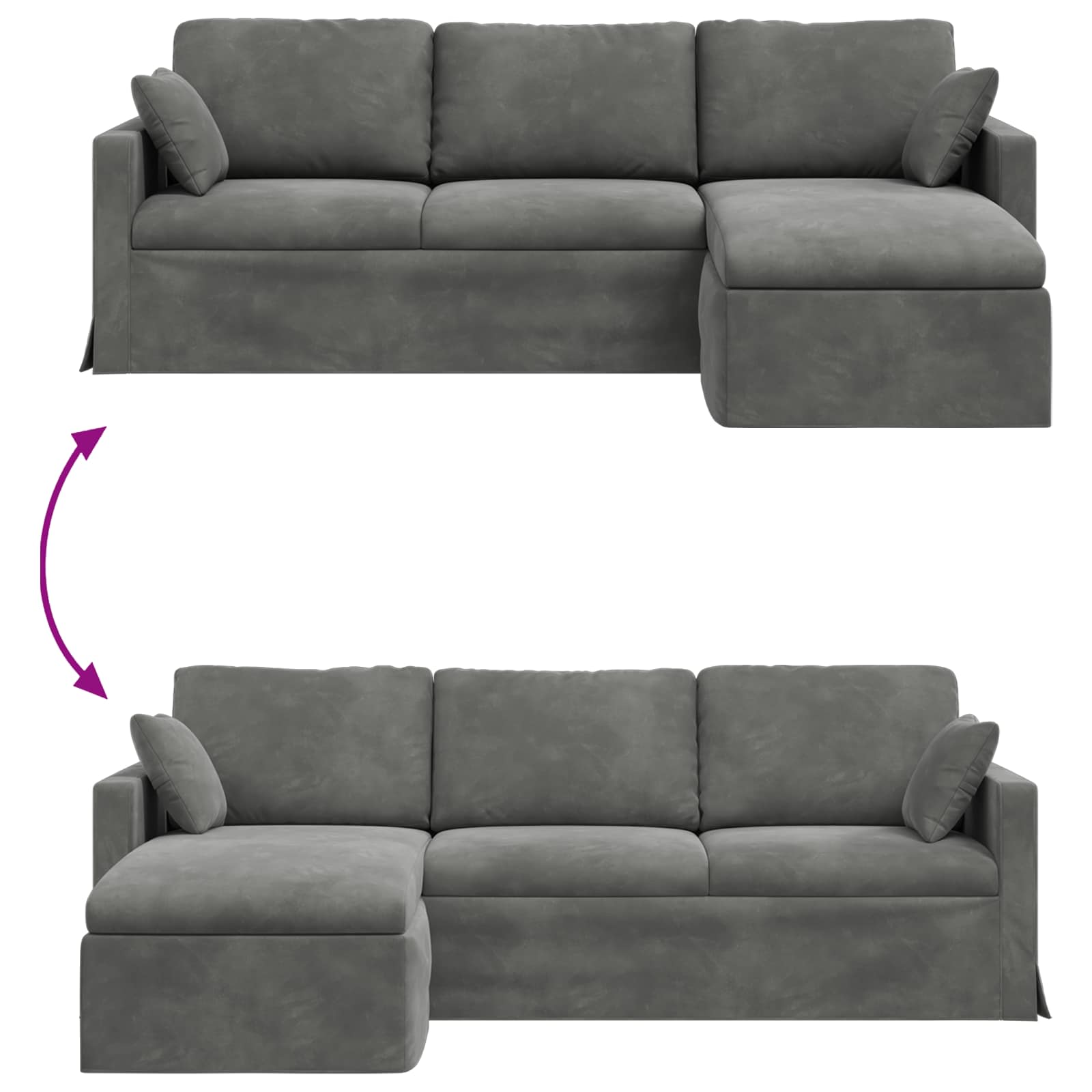 Canapé Gris foncé 228 x 134 x 80 cm Velours