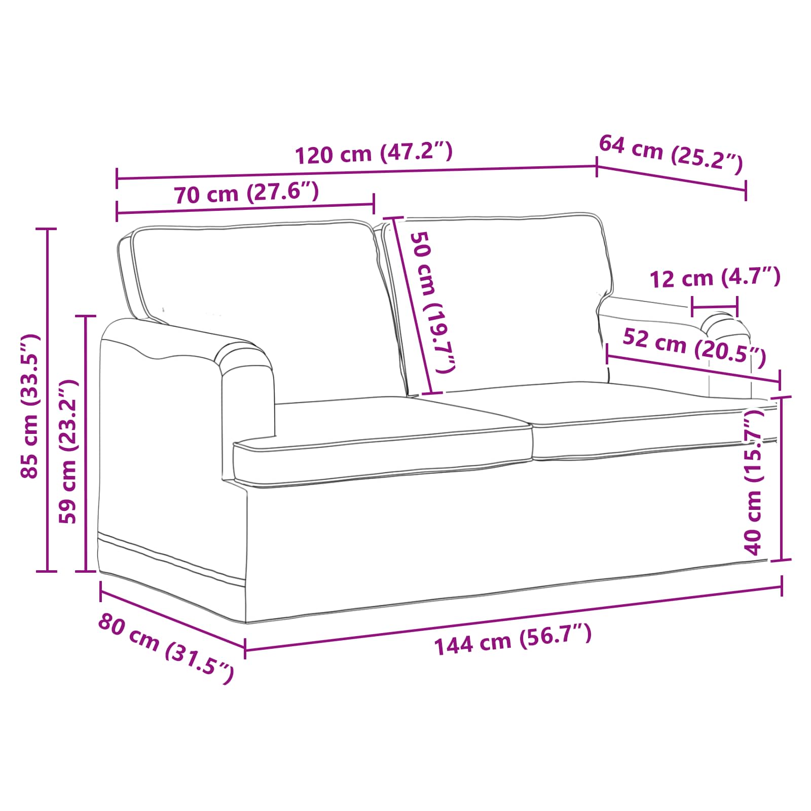 Canapé 120cm Taupe Métал - XIOS