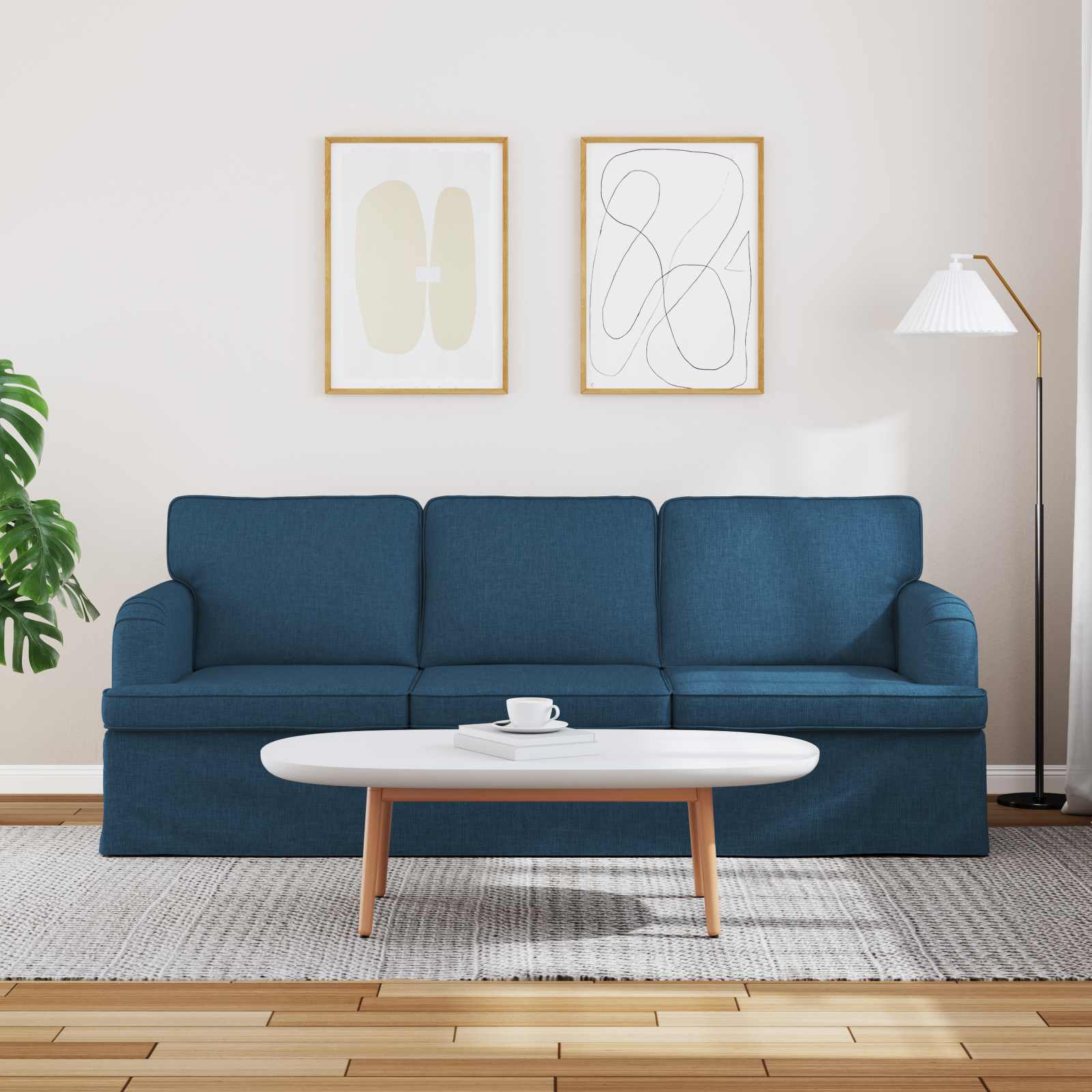 Canapé Bleu 201 x 80 x 85 cm tissu