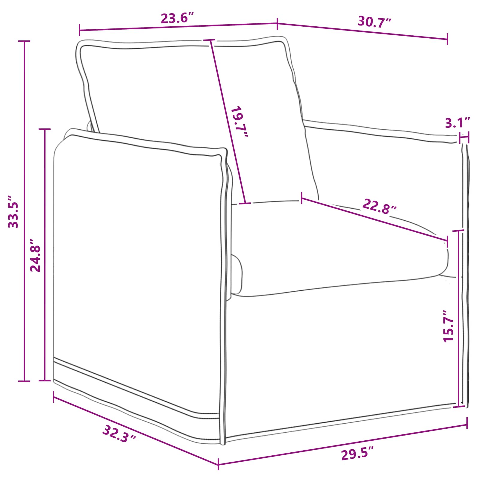 Canapé 60cm Gris foncé Métал - XIOS