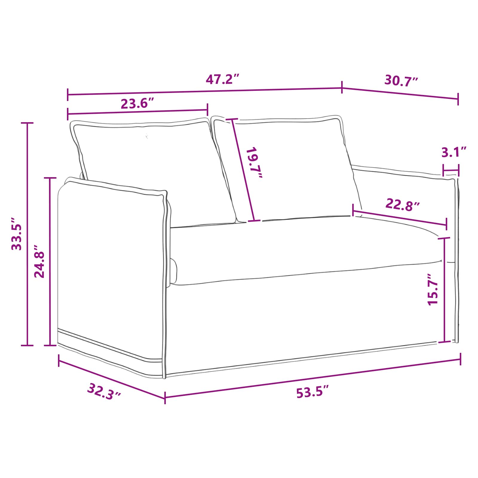Canapé 120cm Gris foncé Métал - XIOS