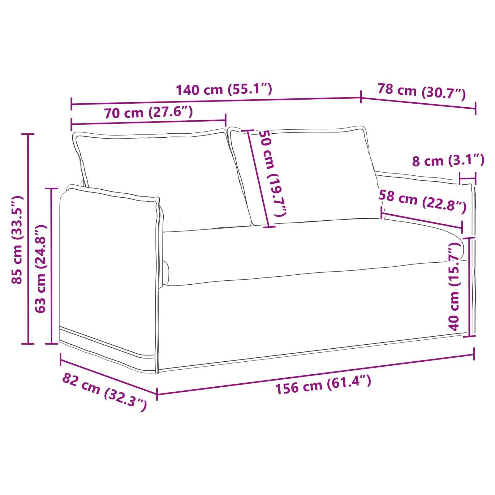 Canapé 140cm Taupe Métал - XIOS