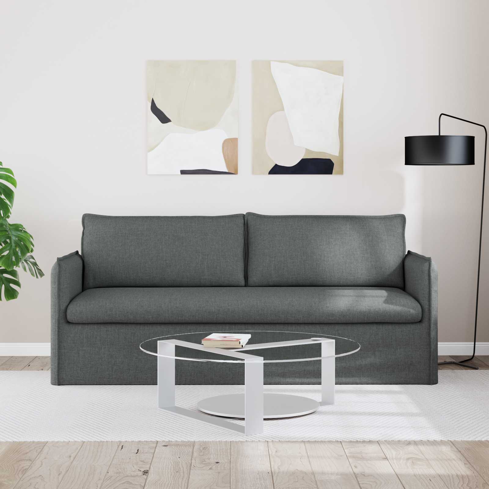 Canapé Gris foncé 196 x 82 x 85 cm tissu