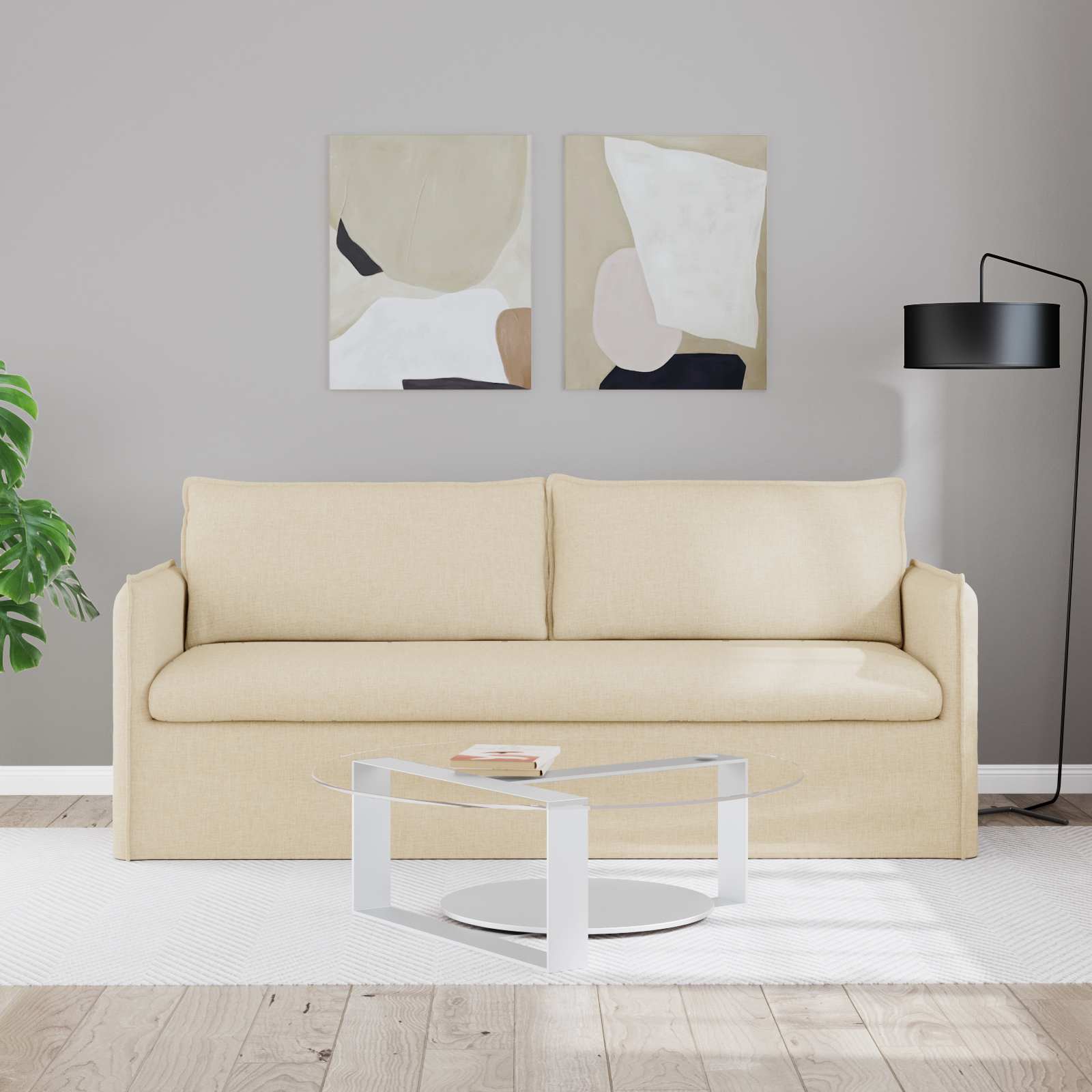 Canapé Crème 195 x 82 x 85 cm Métал - XIOS
