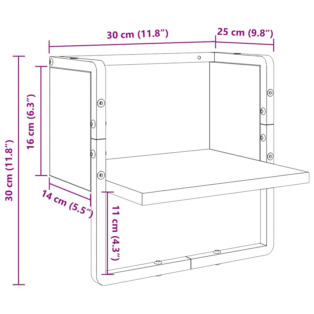 Étagère Murale Chêne artisan 30 x 25 x 30 cm Bois d'ingénierie - XIOS