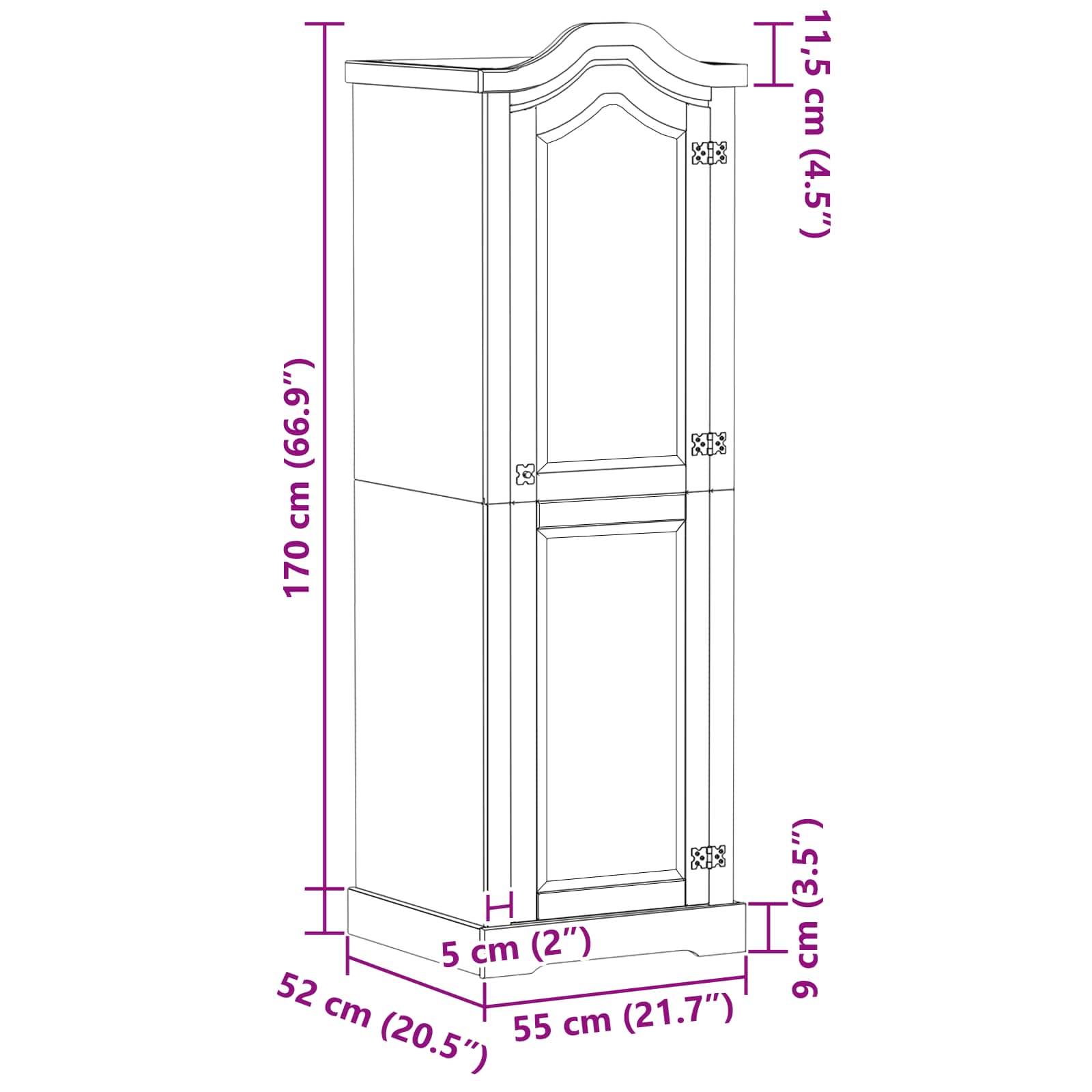 Armoires avec étagère Blanc 55 x 52 x 170 cm Pin massif - XIOS