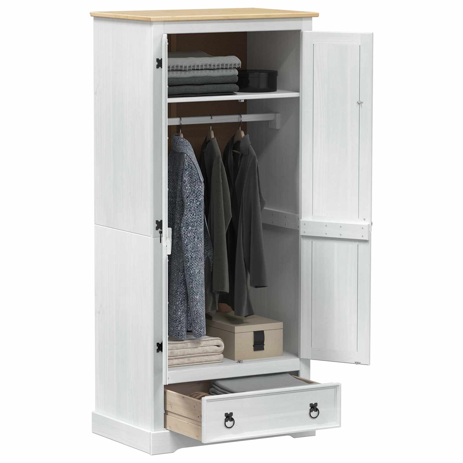 Armoires avec tiroir Blanc 76 x 50 x 170 cm Pin massif - XIOS