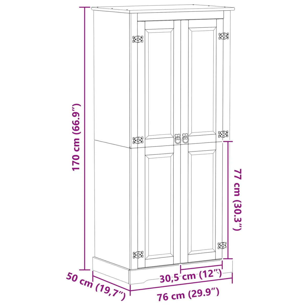 Armoires Blanc 76 x 50 x 170 cm Pin massif - XIOS