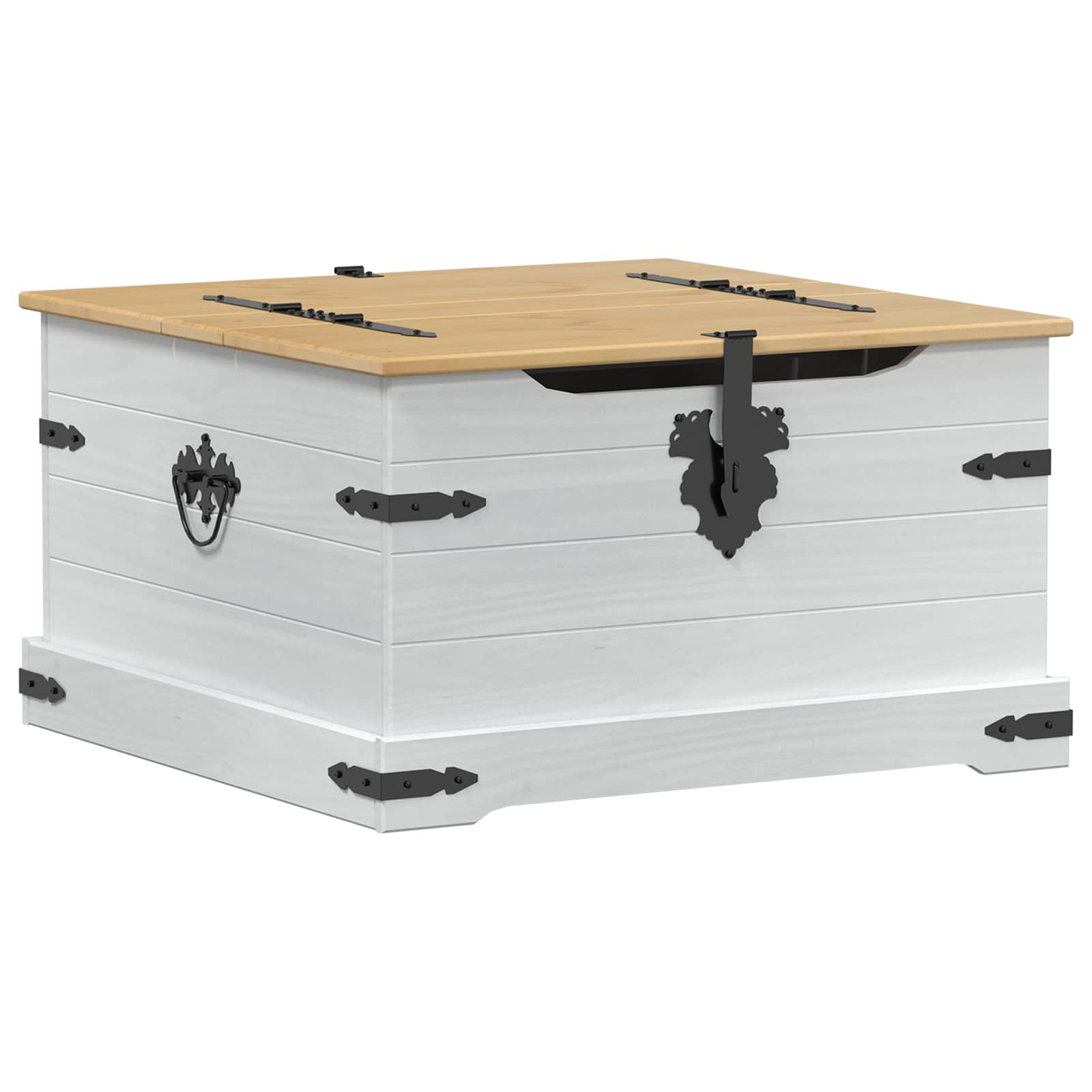storage box avec étagère Blanc 78 x 78 x 45 cm Pin massif - XIOS
